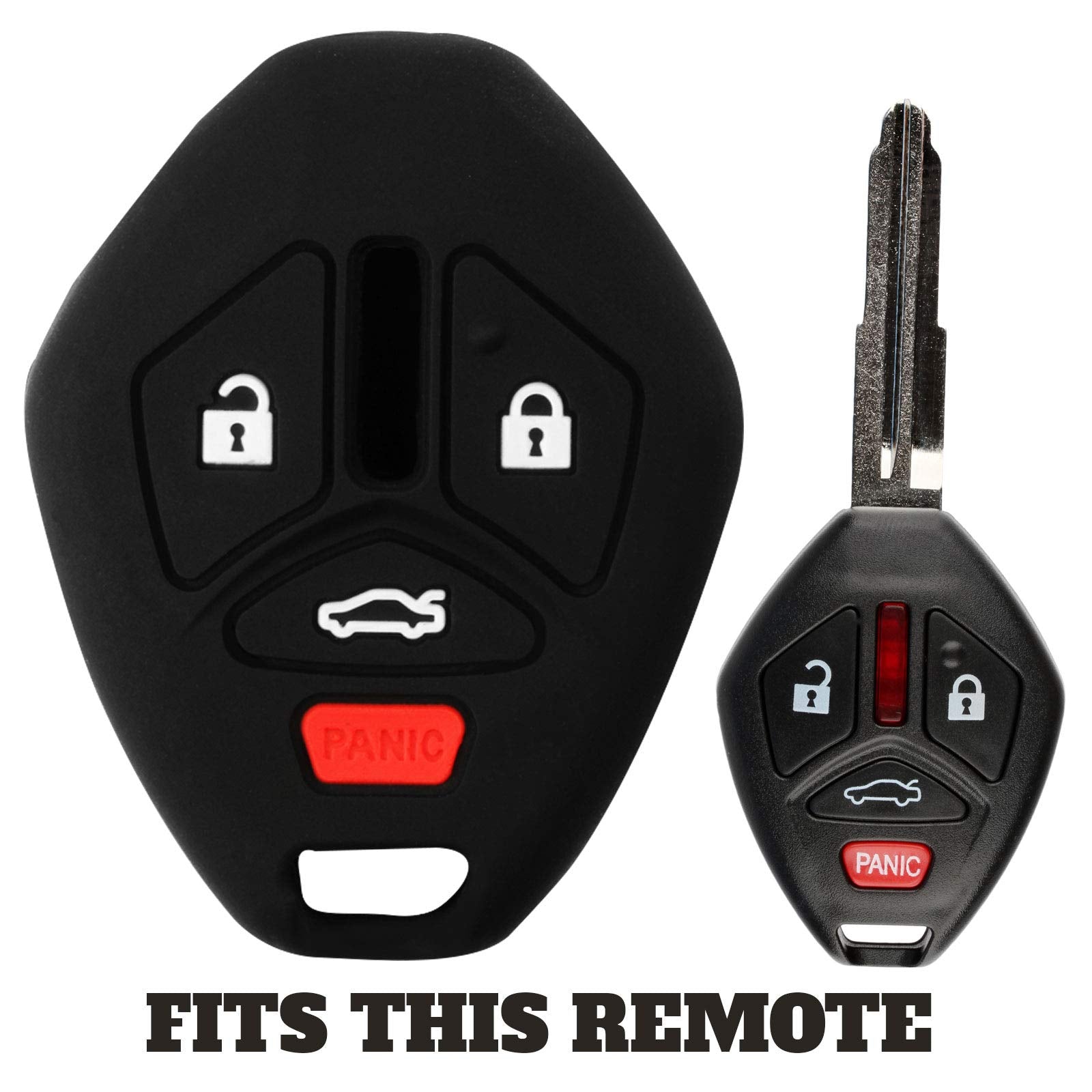 Keyguardz Keyless Entry Remote Car Key Fob Outer Shell Cover Rubber Protective Case For Mitsubishi (Pack Of 2)