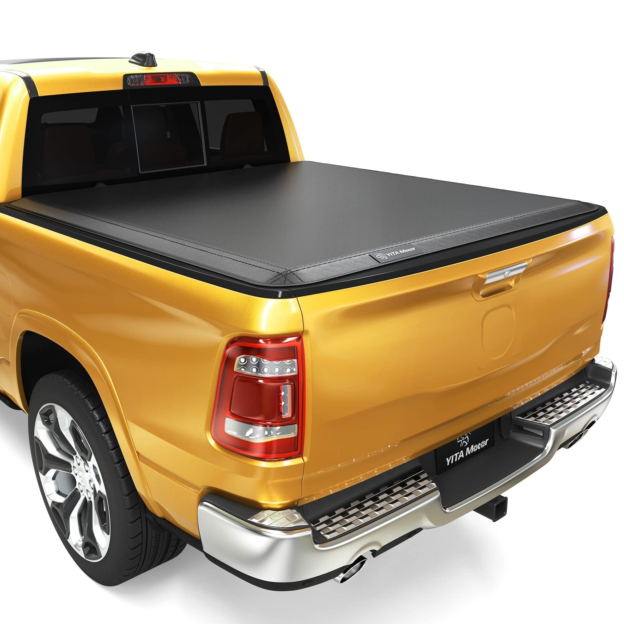 Yitamotor Soft Quad Fold Truck Bed Tonneau Cover Fits For Dodge Ram 1500 New Body Style 2019 2020 2021 2022 2023 2024 2025, Flee