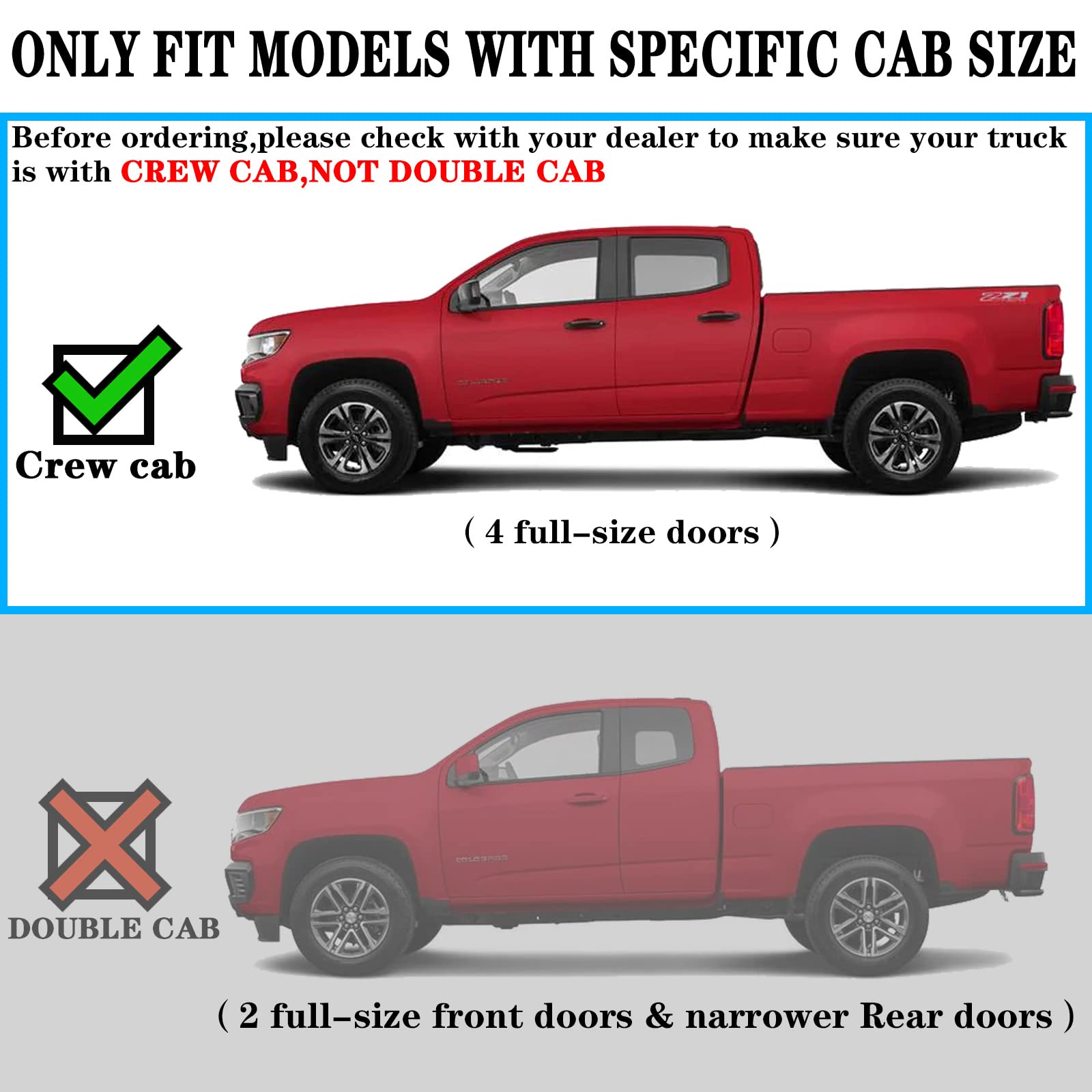 COMNOVA Aluminum Running Boards for 2019-2025 Chevy Silverado/GMC Sierra 1500, 2500HD, 3500HD - Black, Crew Cab, 6.5