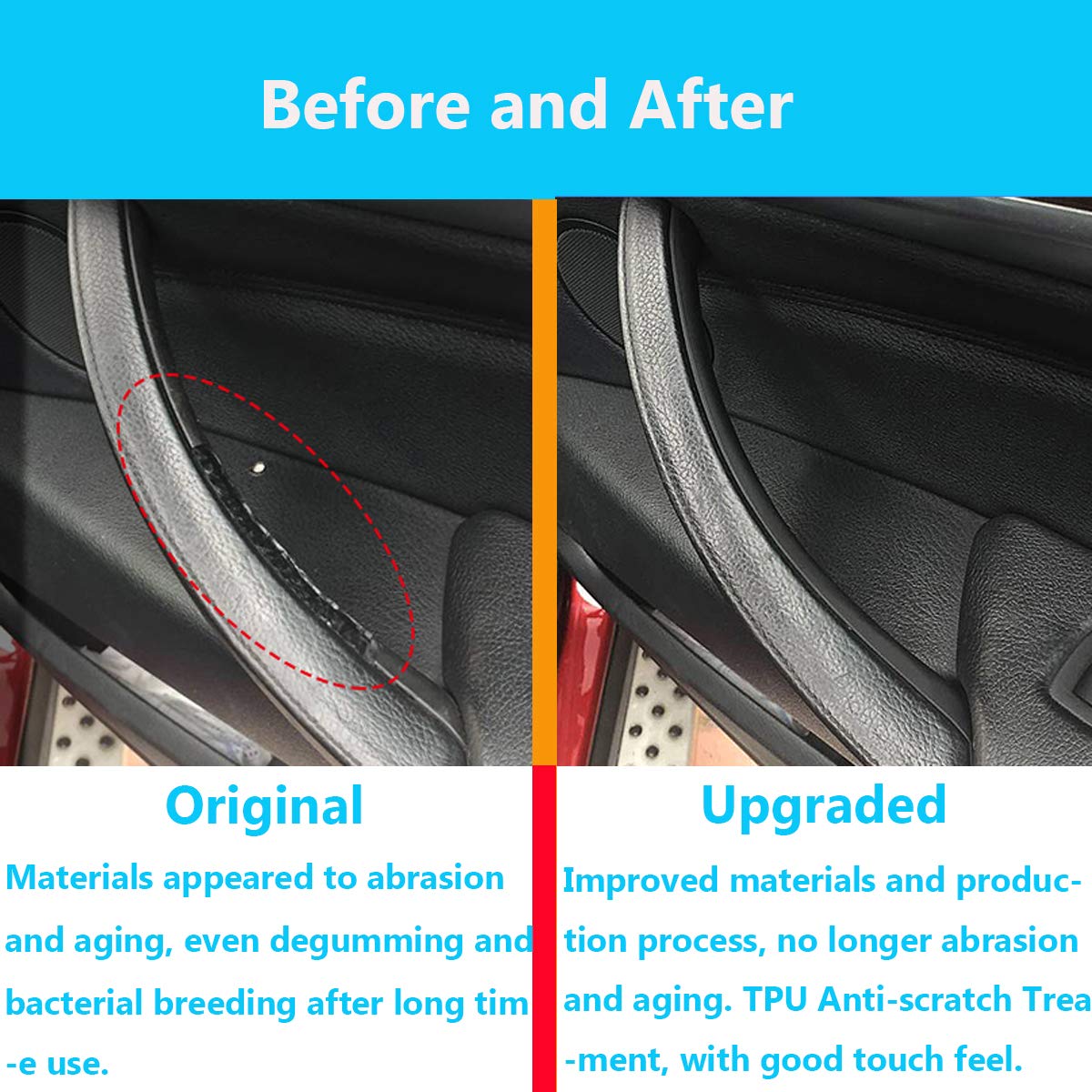 Ttcr-Ii For Bmw X5 X6 Door Handle Support Pull Strap, Interior Door Handle Inner Bracket Right Front/Right Rear Passenger Side Door Armrest Trim (Fits: Bmw X5 2007-2013 And X6 2008-2014(Black, Right)