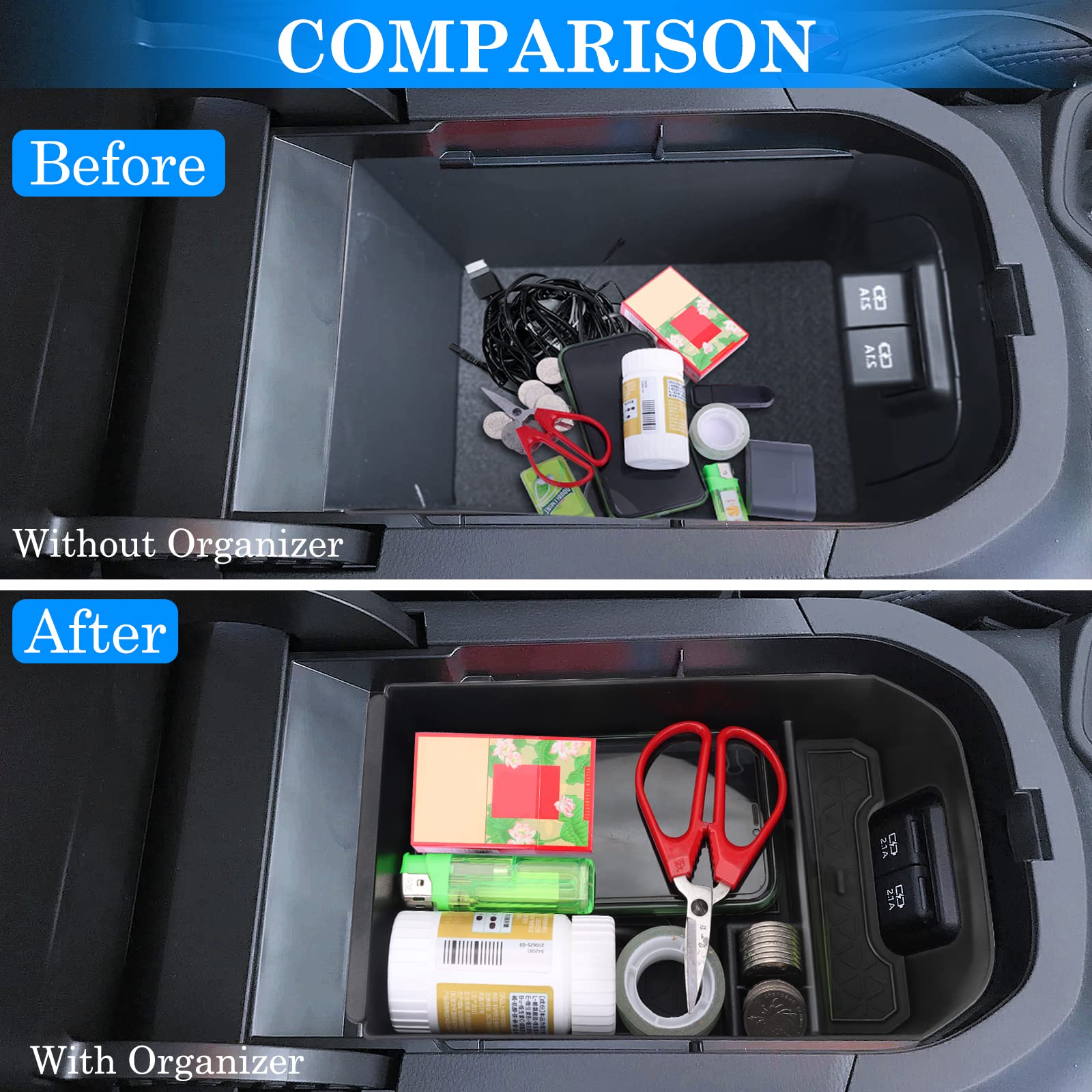 DIAMOOKY Upgraded Center Console Organizer Compatible with Toyota RAV4 2025 2024 2023 2022-2019 Interior Accessories, Armrest St