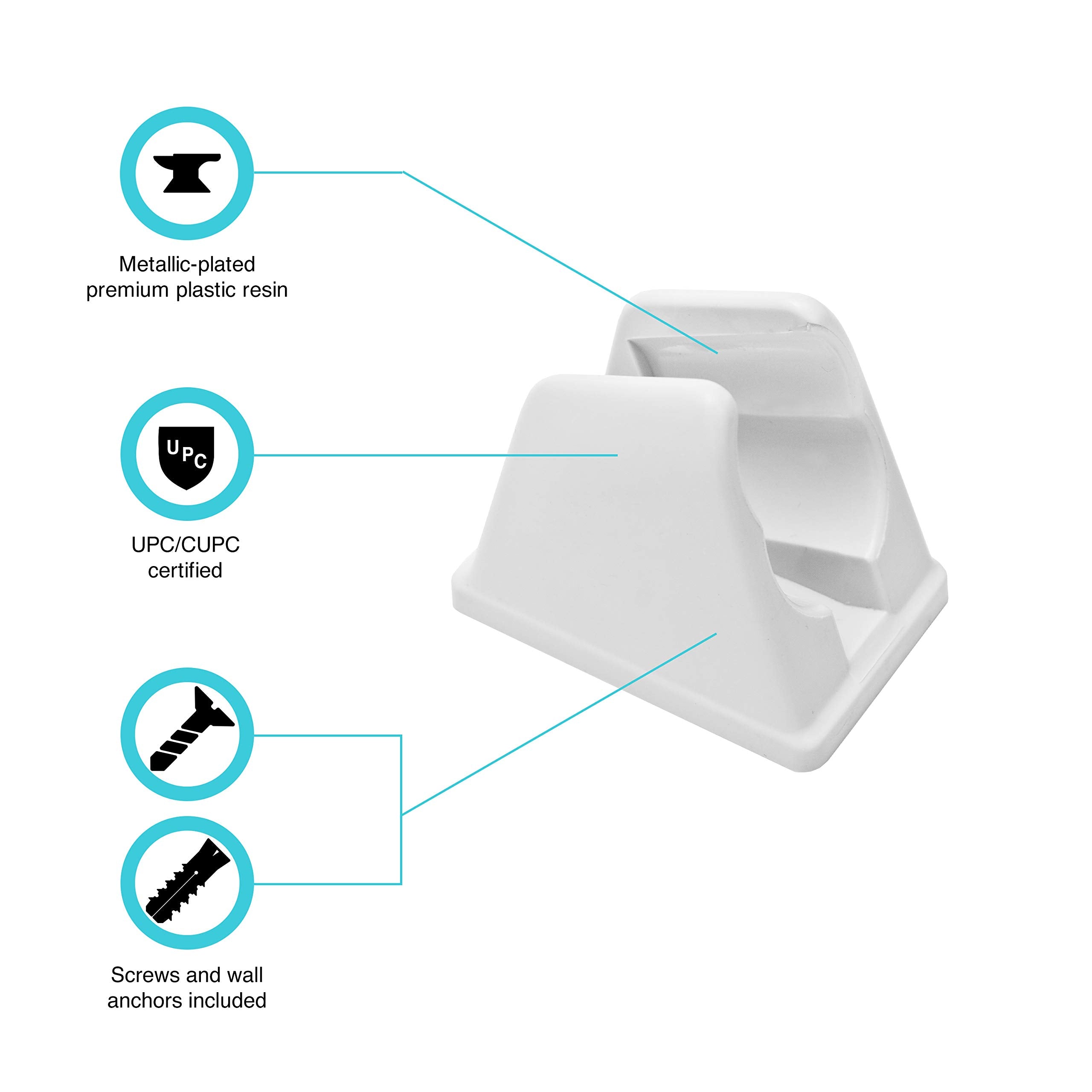 Dura Faucet Df-Sa156-Wt Rv Handheld Shower Wand Bracket Holder - Mounting Screws Included (White)