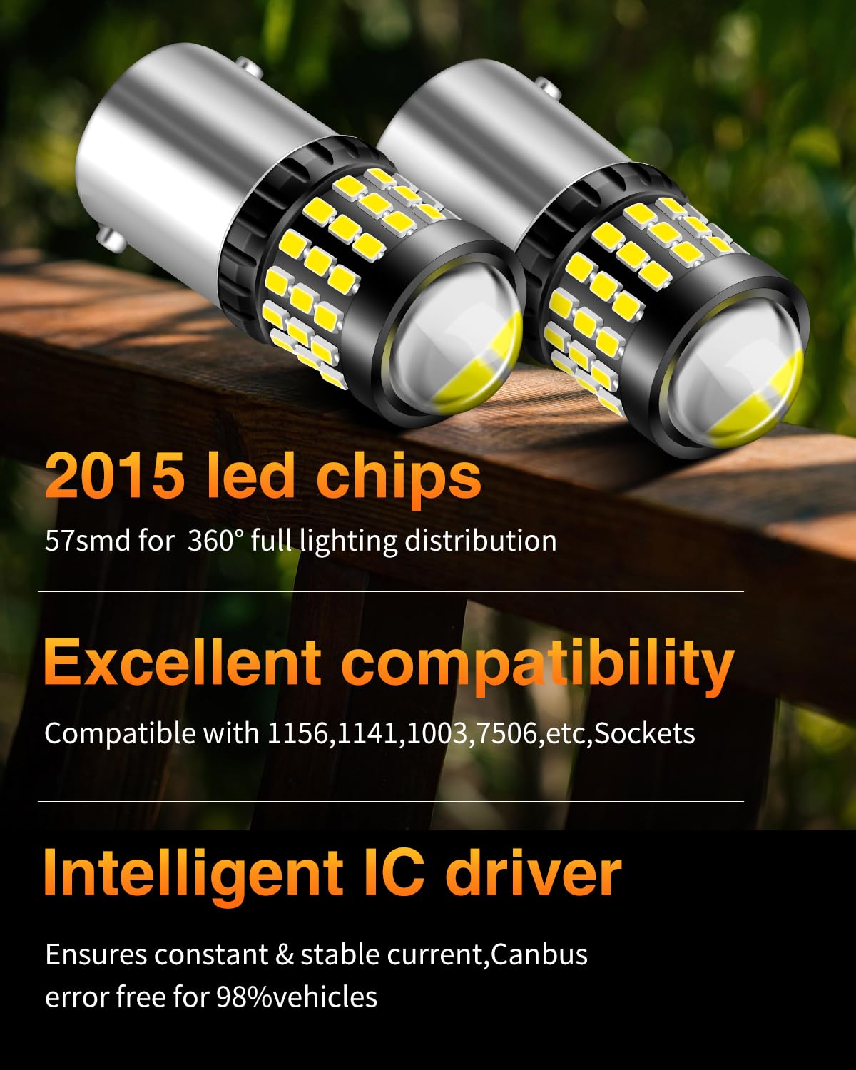 Luyed 1156 Led Bulb 1200 Lumens Extremely Bright 1141 1003 7506 Led Bulbs Used For Backup Reverse Lights,Xenon White,Pack Of 2