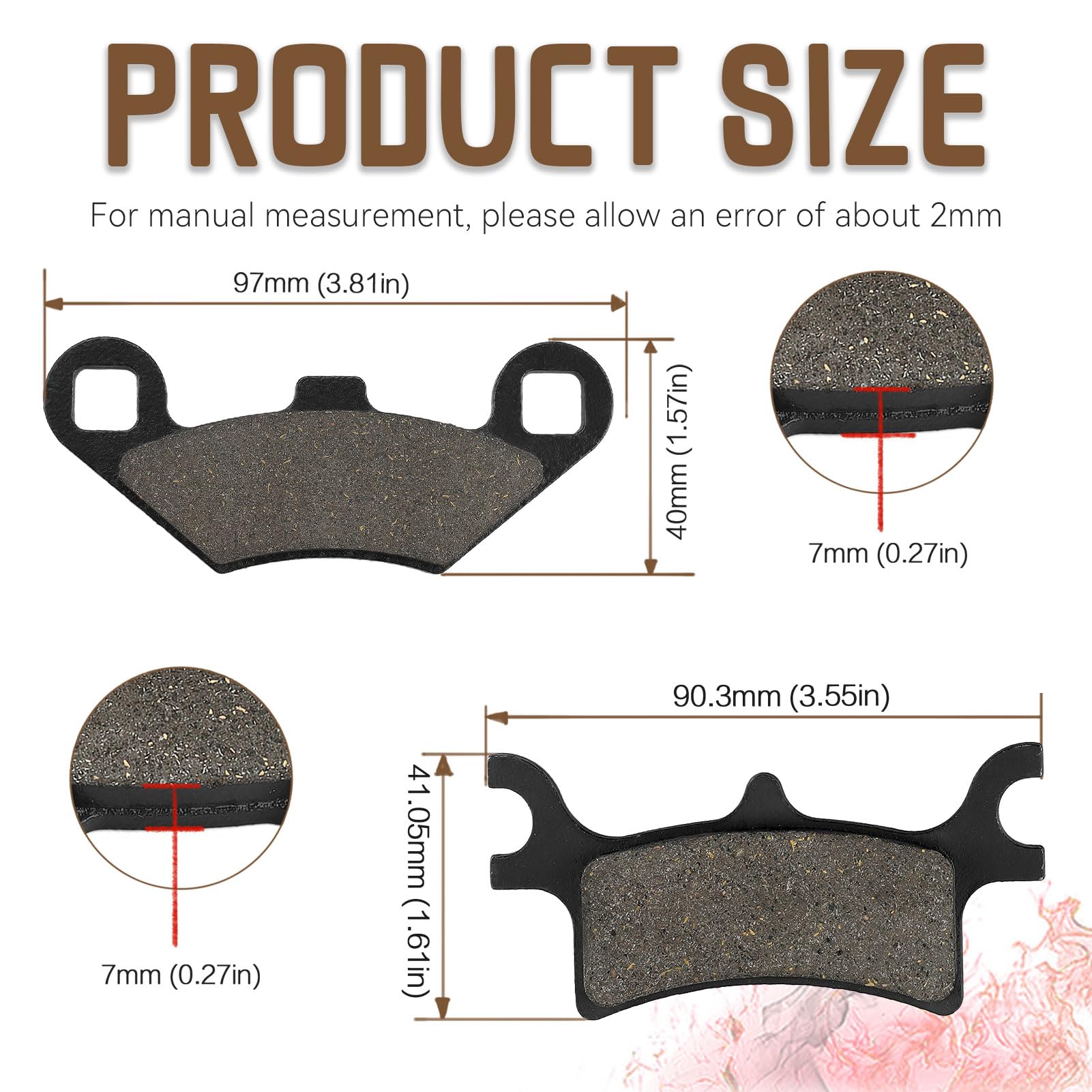 Sollon Front And Rear Brake Pads For Polaris Sportsman 400 500 600 700 800 Efi/Ho, Scrambler 500 400 2X4 4X4, Trail Boss 330, Trail Blazer 330 250, Magnum 325 330 500, Atv 500