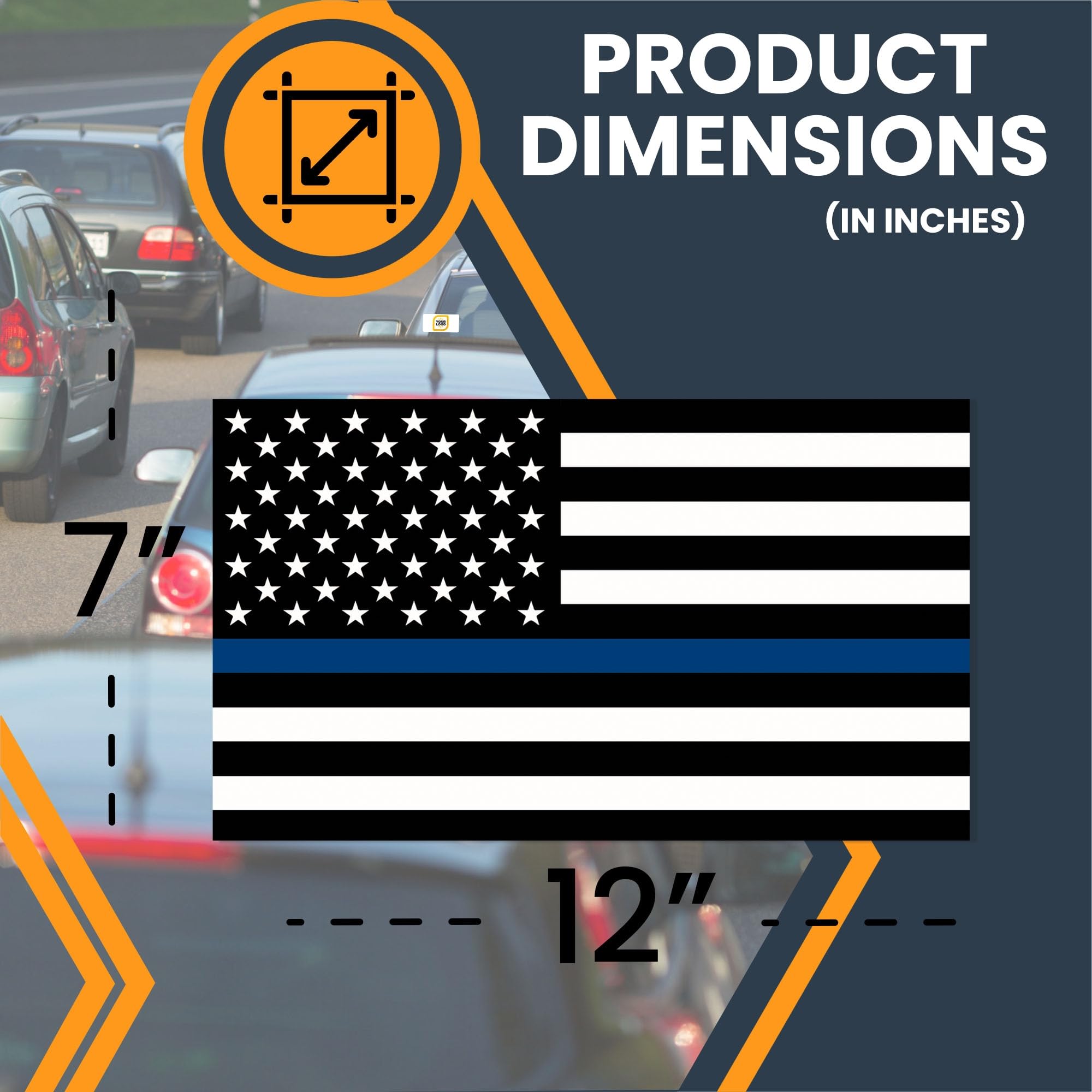 Magnet Me Up Heavy Duty Automotive Magnet - Thin Blue Line American Flag, 7"x12", Vinyl, for Car, Truck or SUV