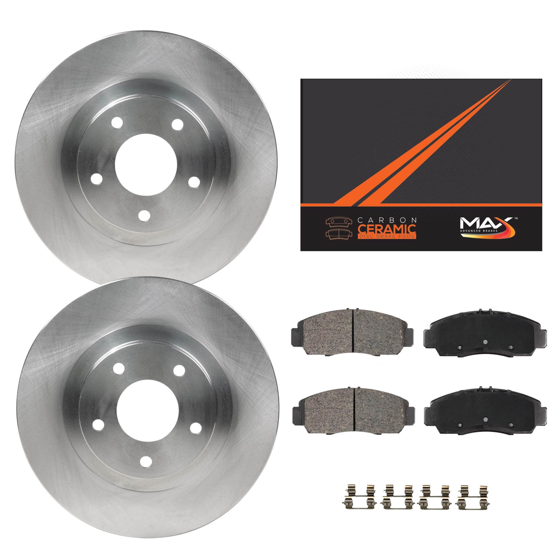 Max Advanced Brakes Rear Brake Kit Compatible With 2012 2013 2014 2015 2016 2017 2018 2019 2020 Ford F150 6 Lug W/Mpb Replacement Premium Oe Disc Brake Rotors And Ceramic Brake Pads