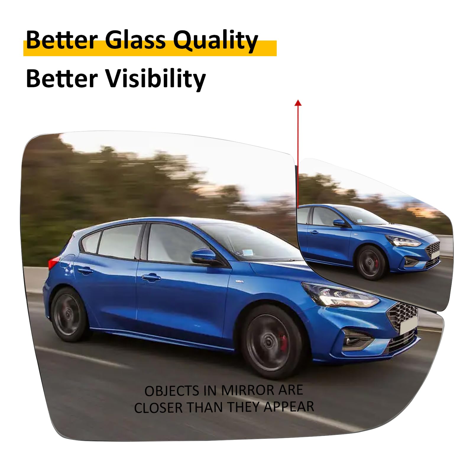 LOIYLLEN Passenger Side Mirror Replacement for Ford Focus 2012 2013 2014 2015 2016 2017 2018 - Right Side Mirror Glass, Rear Vie