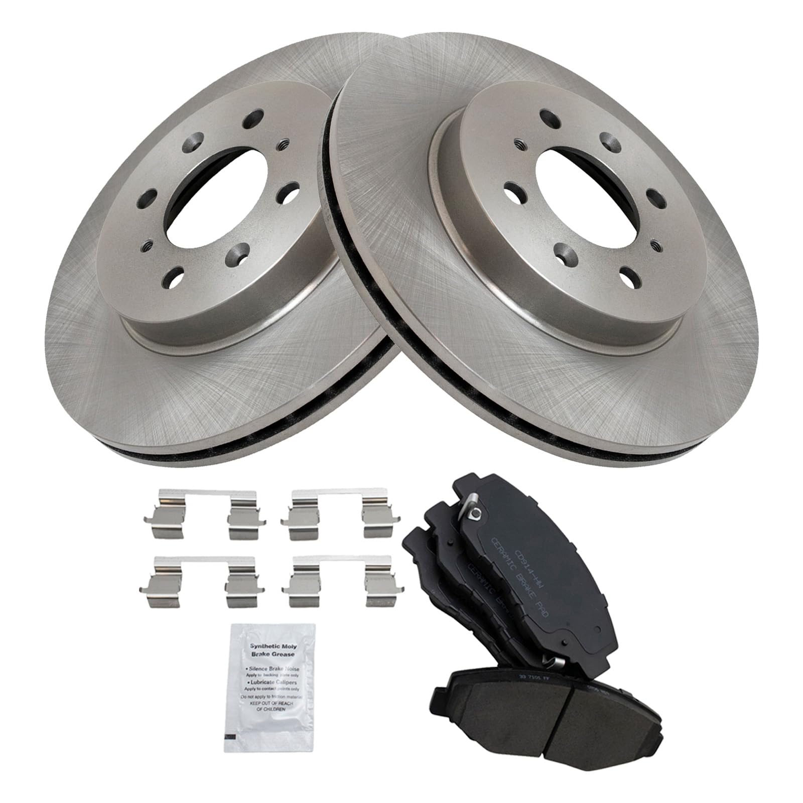 Trq Front Brake Pad & Rotor Kit Brake Pads Brake Rotor Ceramic Compatible With 2013-2014 Honda Fit