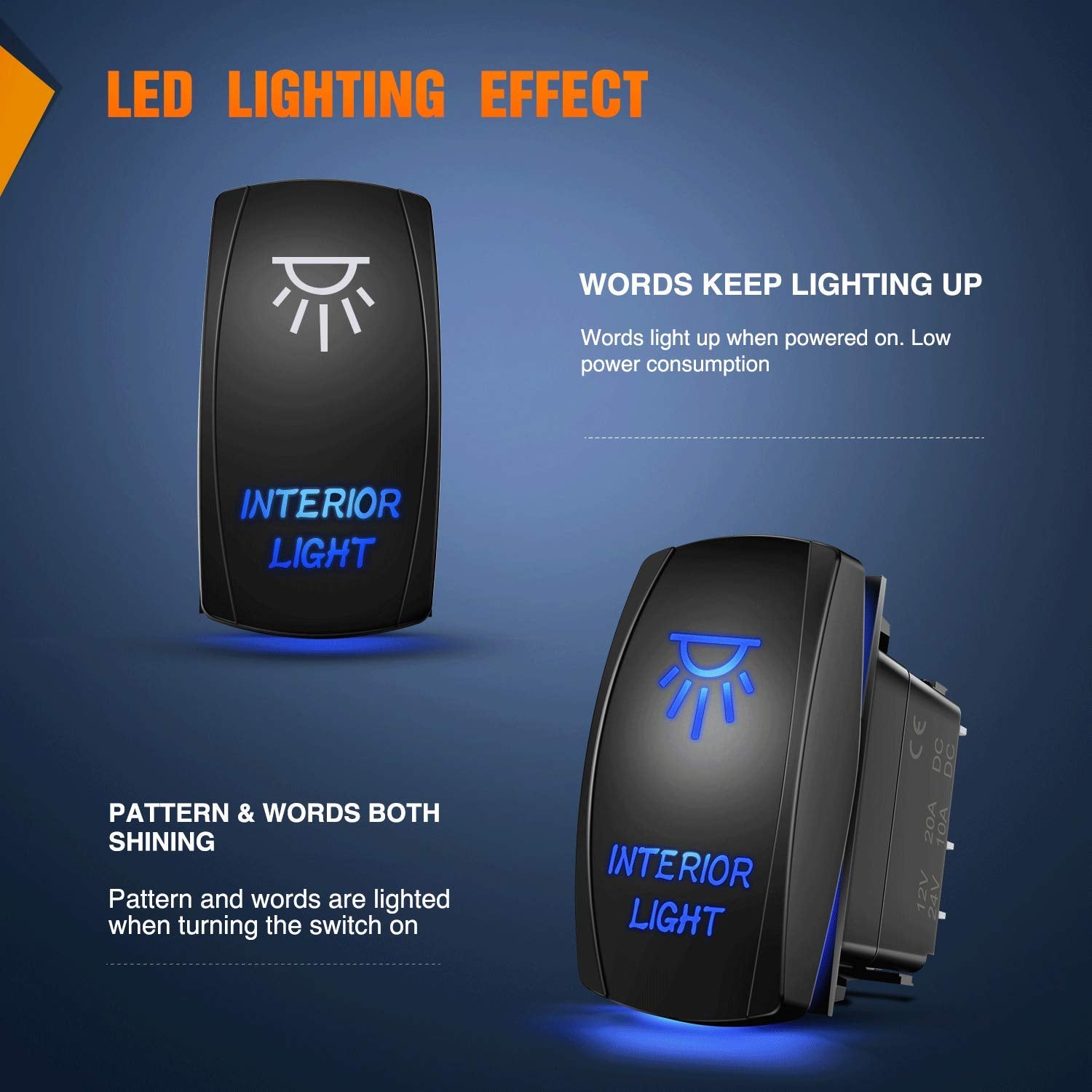 Nilight 90002B Interior Light Rocker Switch Led Light Bar 5Pin Laser On/Off Led Light 20A/12V 10A/24V Switch Jumper Wires Set For Jeep Boat Trucks