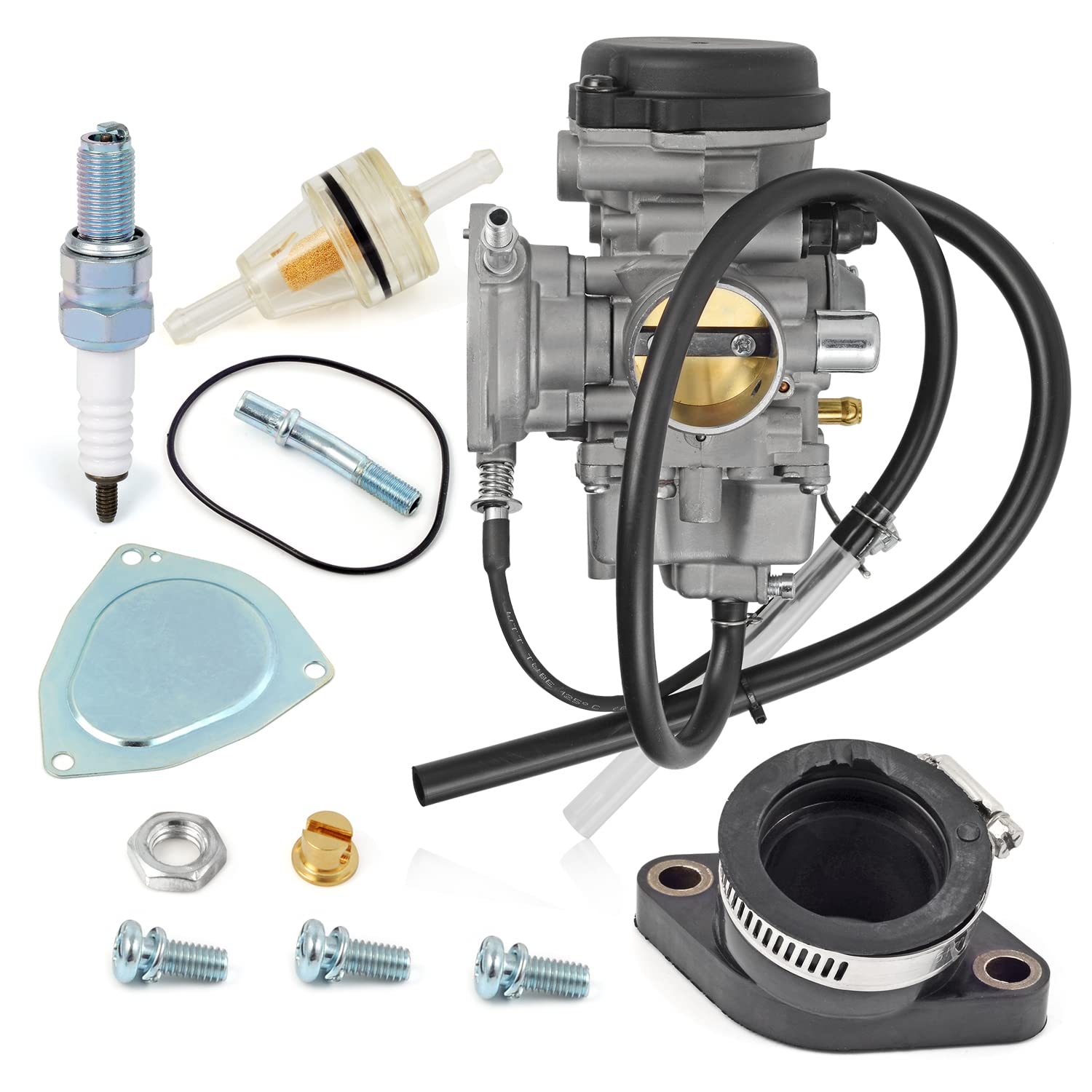 Moto1988 Carburetor Carb & Intake Manifold Boot For Yamaha 2007-2014 Grizzly 350 2004-2006 Bruin 350 2006-2009 Wolverine 350 Carb