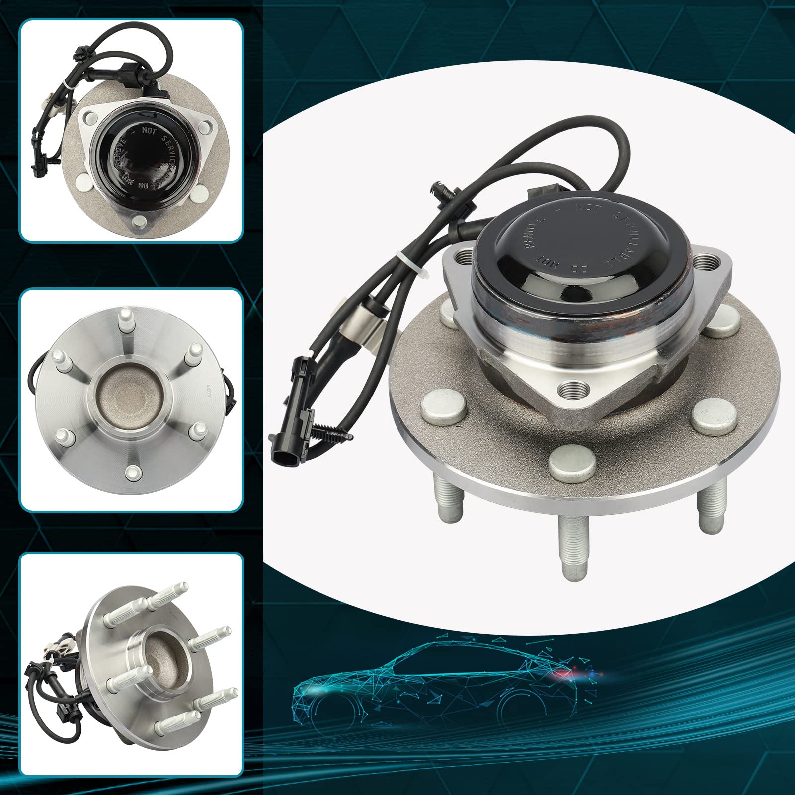 For 2Wd Front Wheel Bearing 515054 Wheel Hub Assembly For 6 Lug W/Abs Fit Chevy Silverado 1500 99-06, For Gmc Sierra 1500/Yukon 00-06, For Cadillac Escalade 02-06 1Pcs