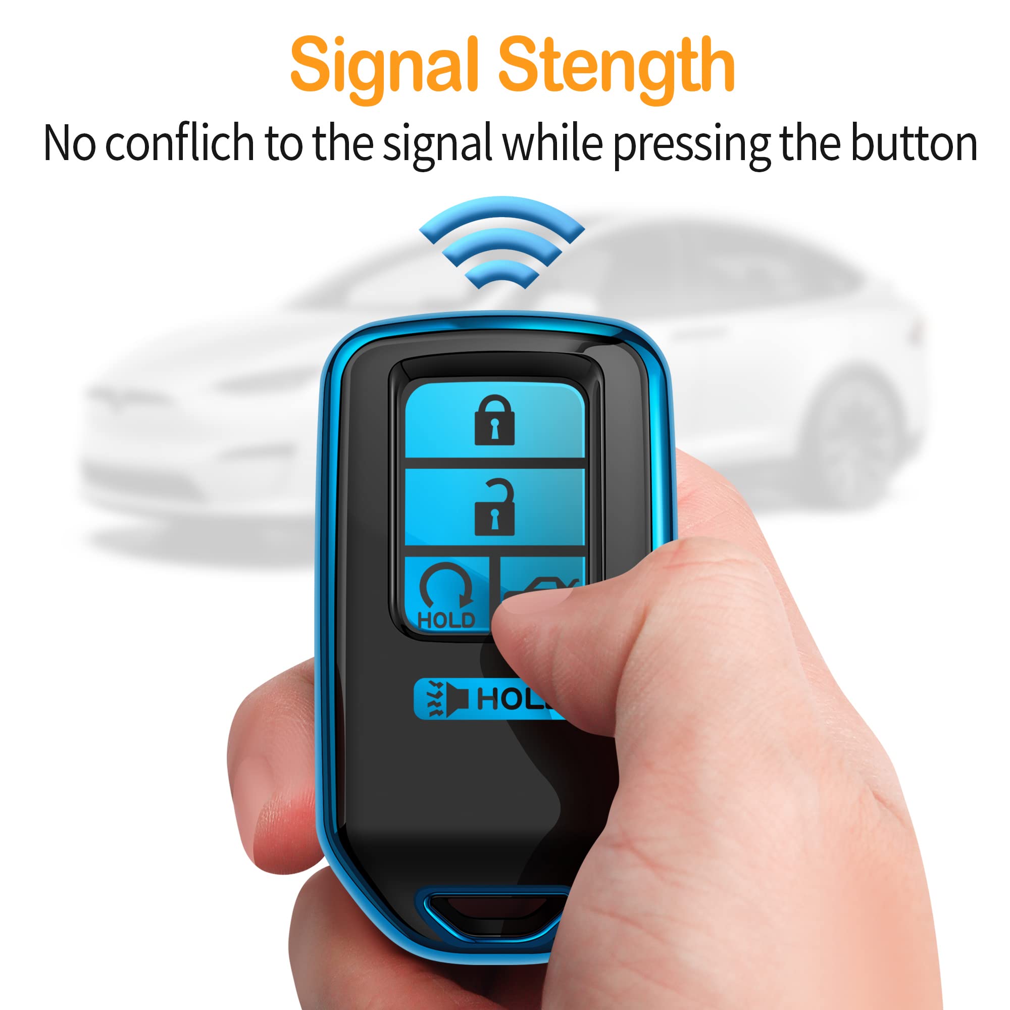 Sindeda For Honda Key Fob Cover With Leather Keychain,Soft Tpu Full Cover Protection,Key Fob Case Compatible With Honda Accord C