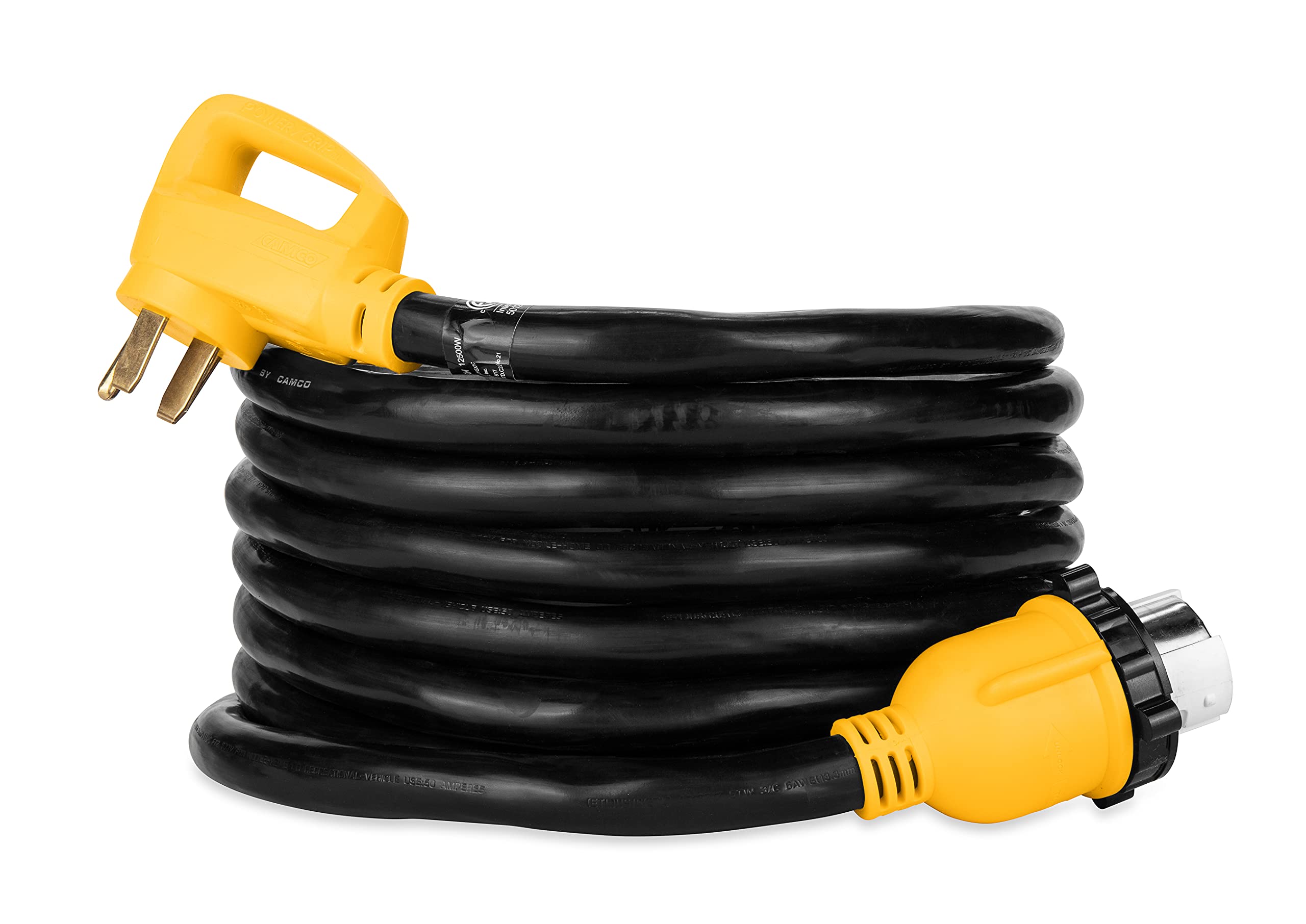 Camco Powergrip 25-Foot 50-Amp Rv Extension Cord | Features A 50-Amp Standard Male Connector, A 50-Amp Locking Female Connector,