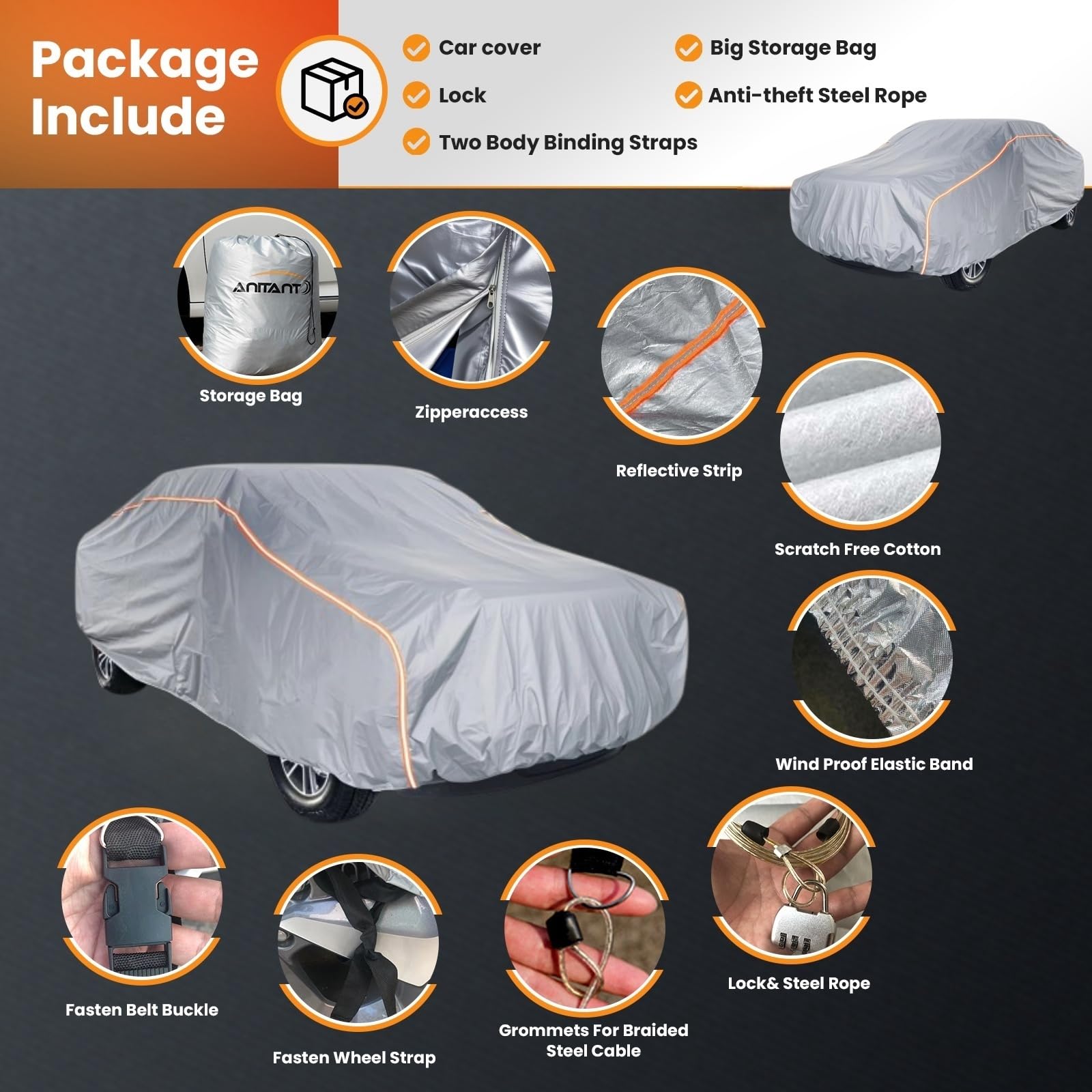 Anitant Truck Cover Waterproof All Weather Small Pickup Cover Snow Tarp Protection Truck Blanket Pickup Covers Fit Under 212''