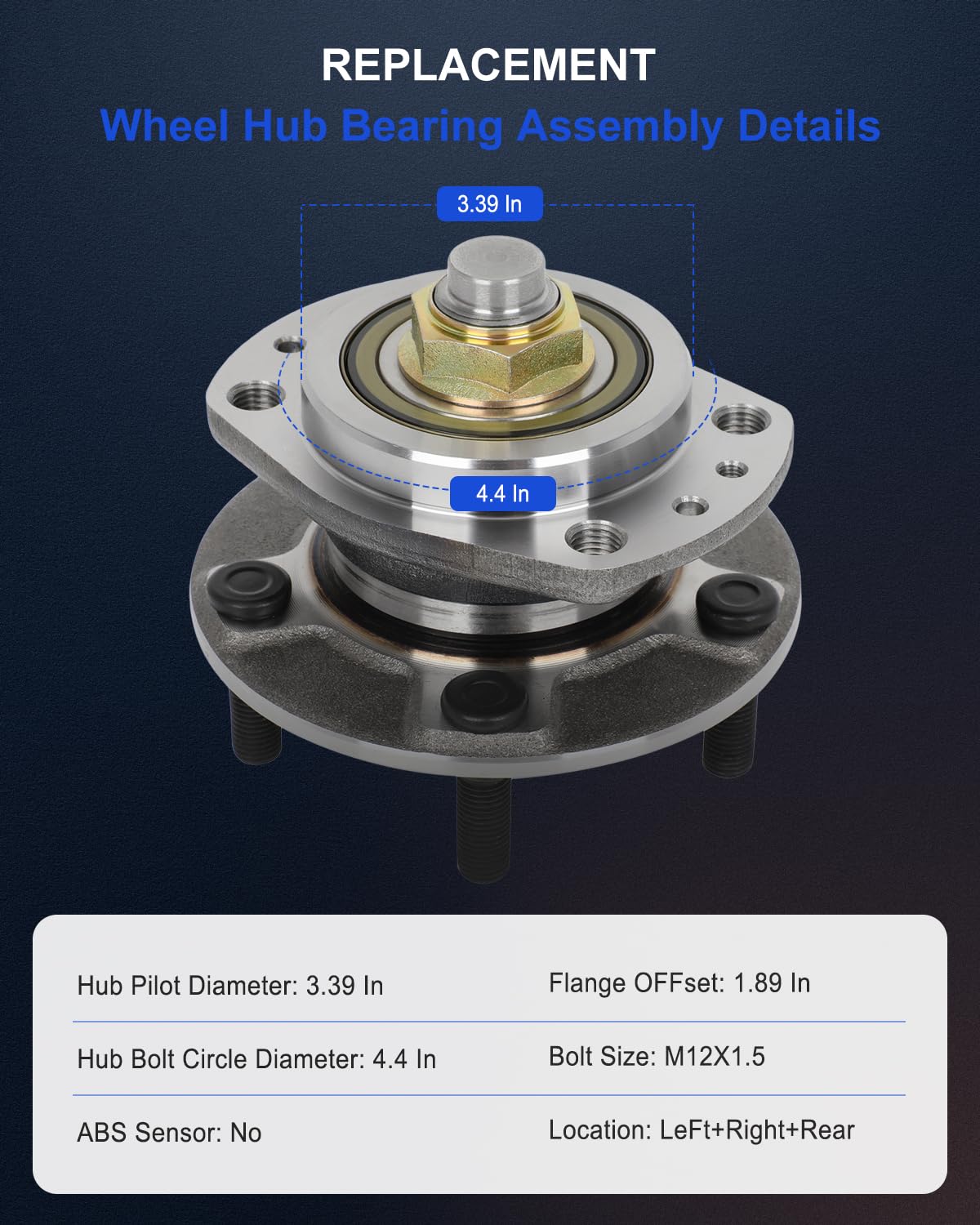 ECCPP Replacement For Wheel Bearing and Hub Assembly For Town & Country/Voyager For Dodge Caravan/Grand Caravan 2001 2002 2003 2