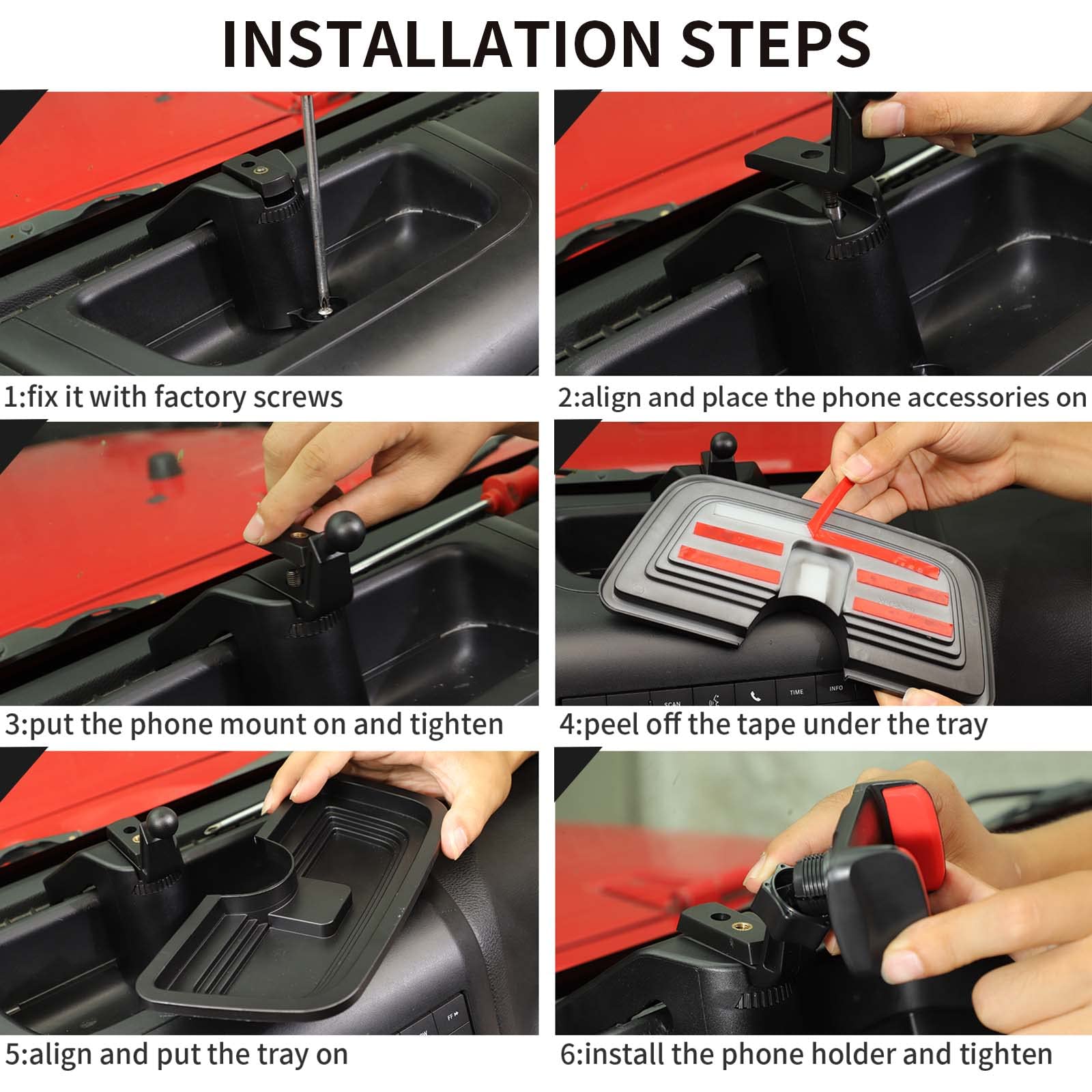 Voodonala for Jeep JK Phone Holder with Storage Cell Phone Central Dash Phone Mount with Storage Bin for 2011-2018Jeep Wrangler