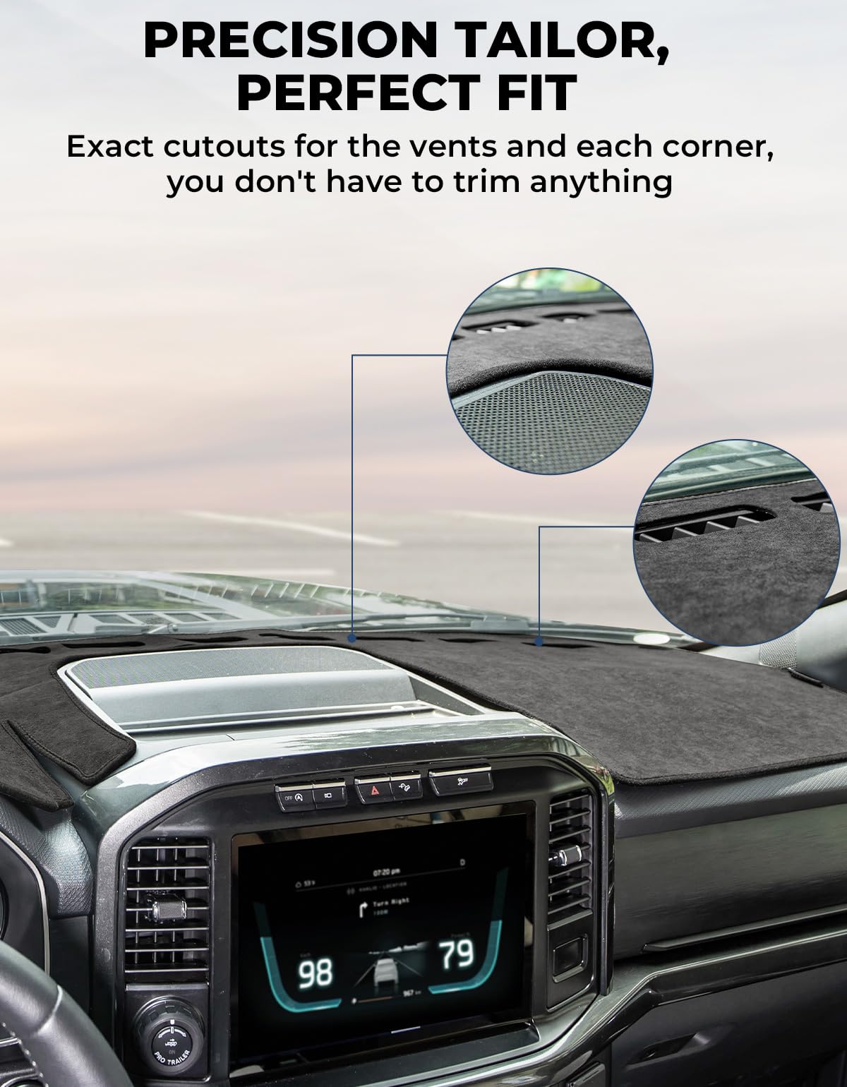 Issyauto Dashboard Cover Mat Dash Cover Compatible With F150 2021 2022 2023 2024 Dash Board Protector Dash Cover Mat