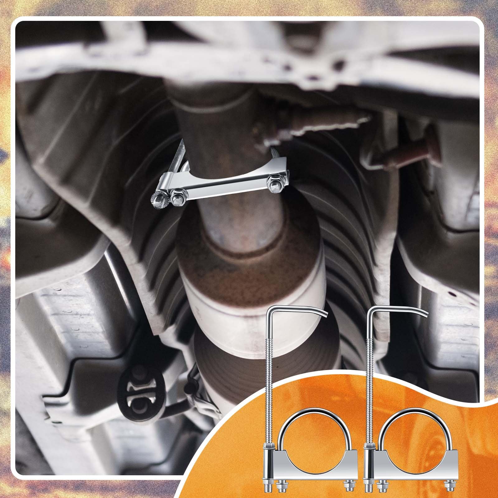 4 Pcs Exhaust Clamp with Hanger, Universal Exhaust Hangers (2.5 Inch)