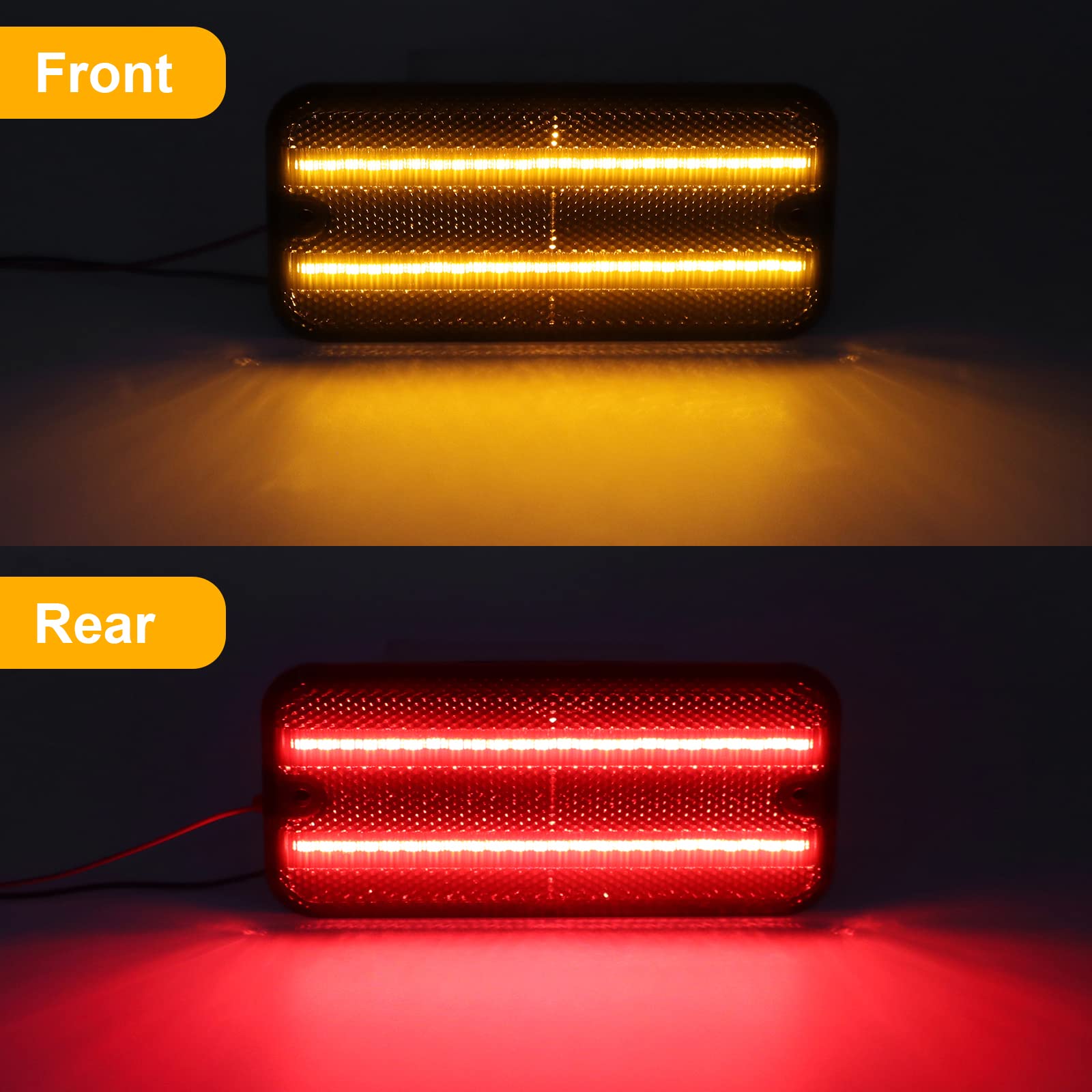 R&F Auto Smoked Led Front Amber Rear Red Side Marker Lights Compatible With G1500 G2500 G3500 G10 G20 G30 (1985-1996)/ P20 P30 Step-Van P2500 P3500 Base Value Van (1985-1996) Bumper Sidemarker Lamps