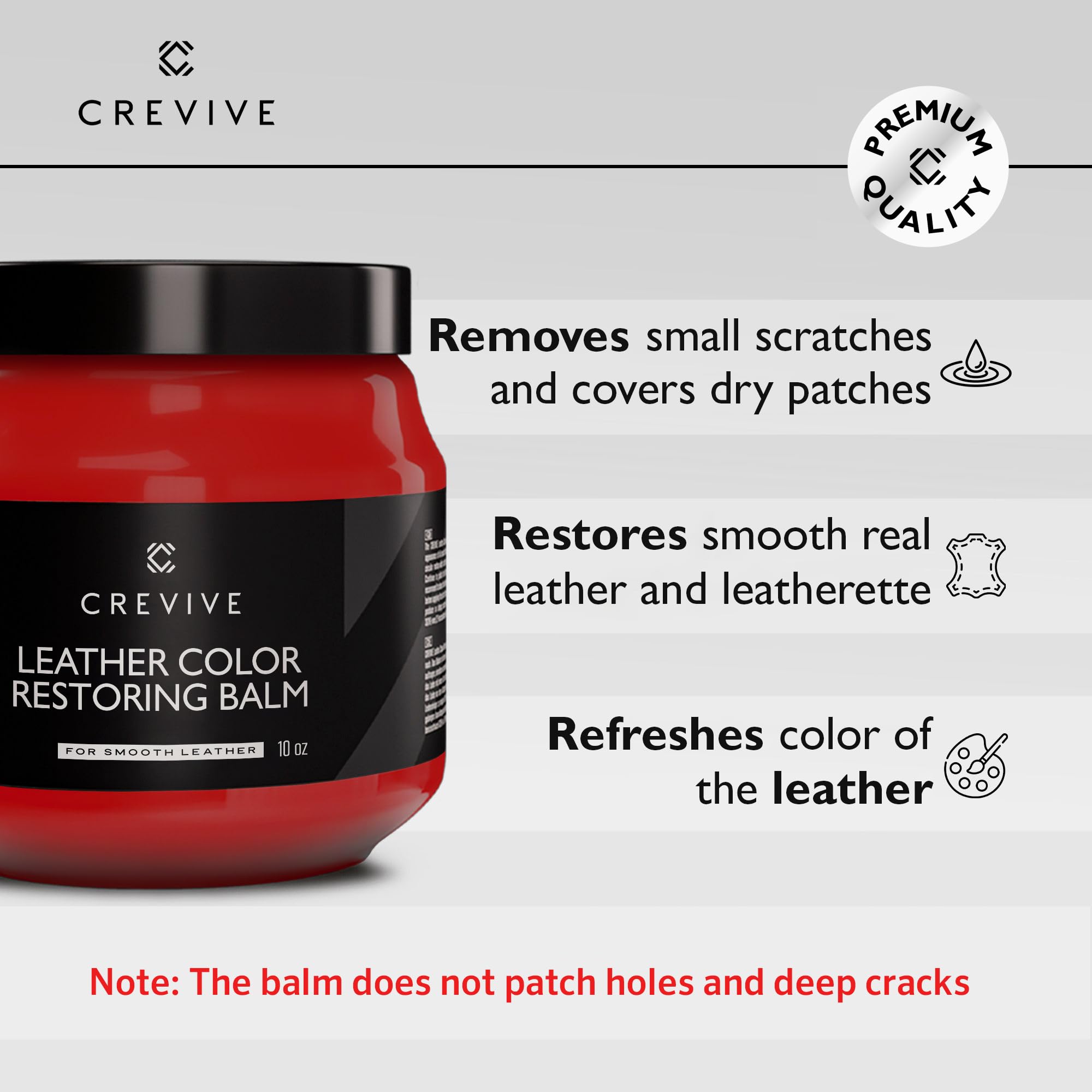 Crevive Leather Recoloring Balm Red 10 Oz - Leather Color Restorer - Leather Restorer For Couches - Leather Balm Red
