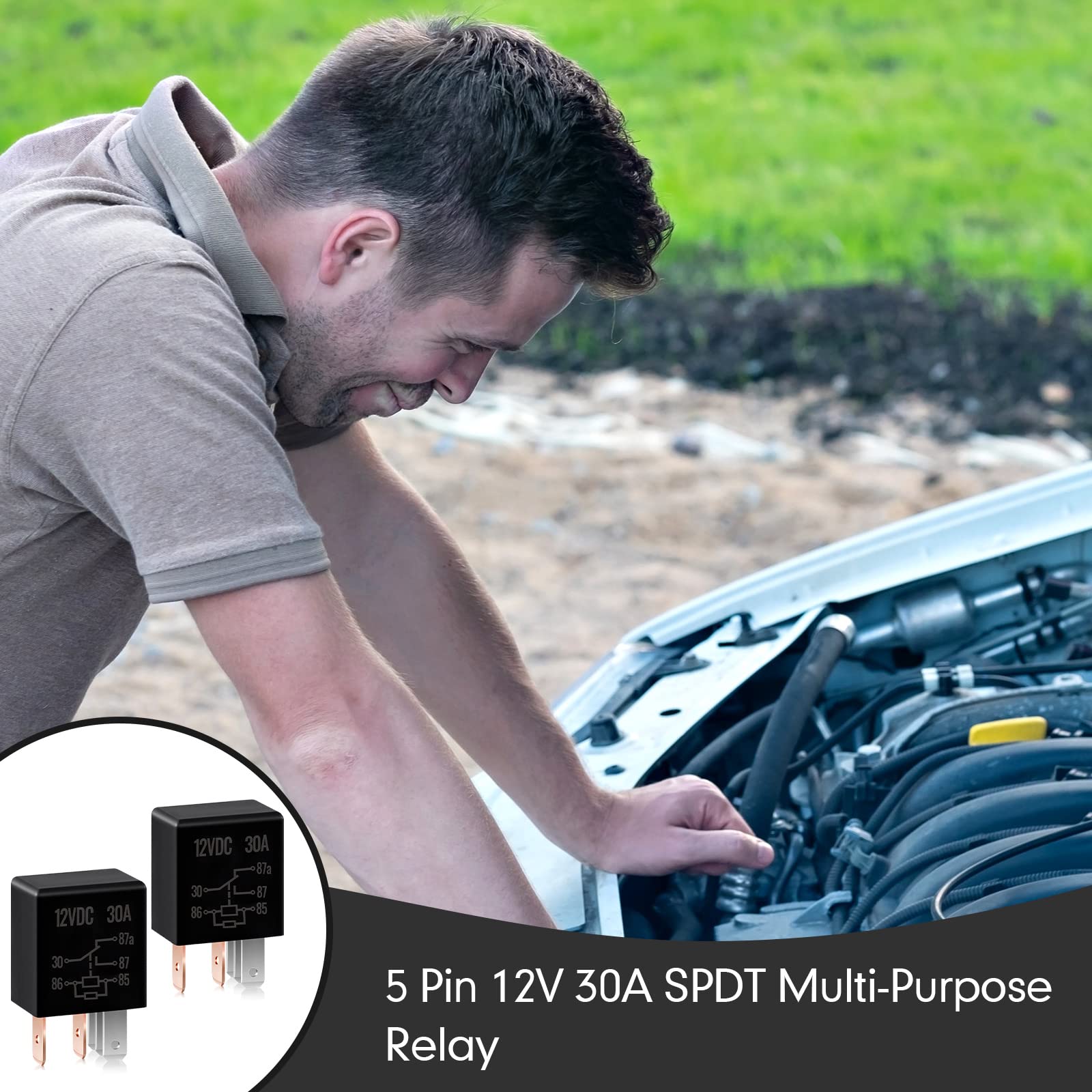 Tallew 5 Pin 12V Relay 12V 30A Relay Multi Purpose Automotive Relay Black Starter Relay Car Heavy Duty Relay For Car Motor Autom