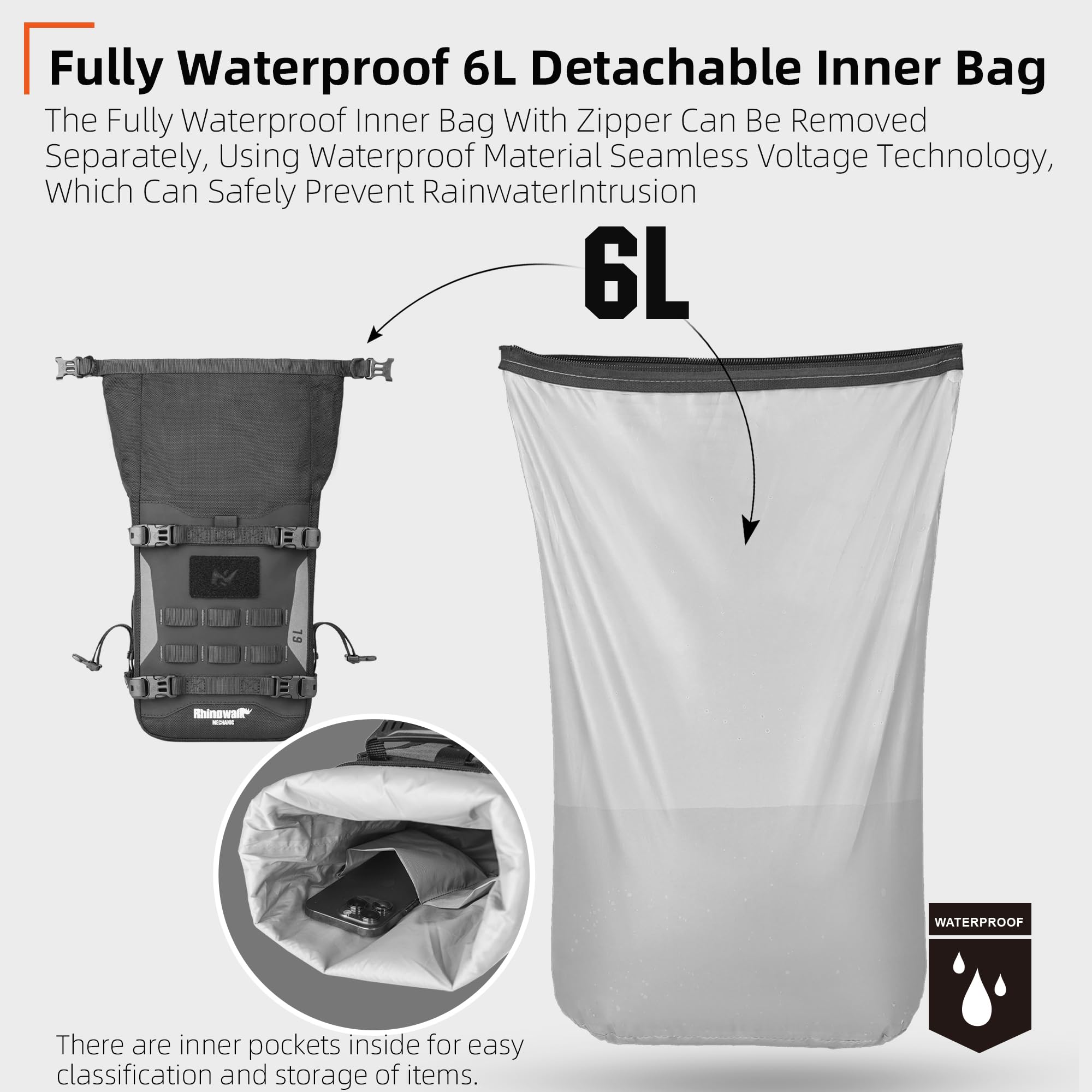 Rhinowalk Motorcycle Front Bumper Bag, Motorbike Side Bag Waterproof Motorcycle Saddle Pannier Tail Bag with MOLLE System Motor