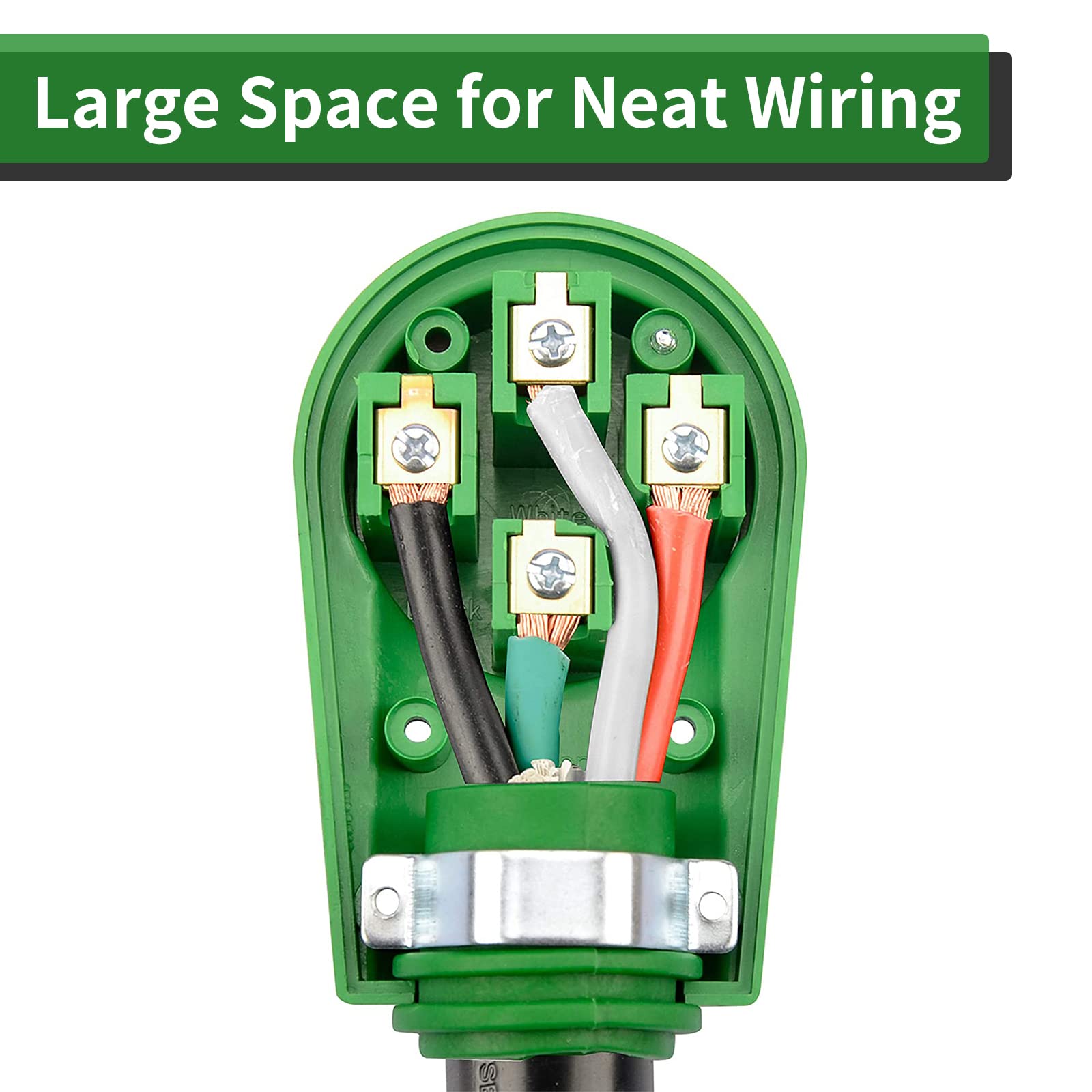 Rvguard Nema 14-50R Rv Replacement Female Plug, 125/250V 50 Amp With Disconnect Handle, Green