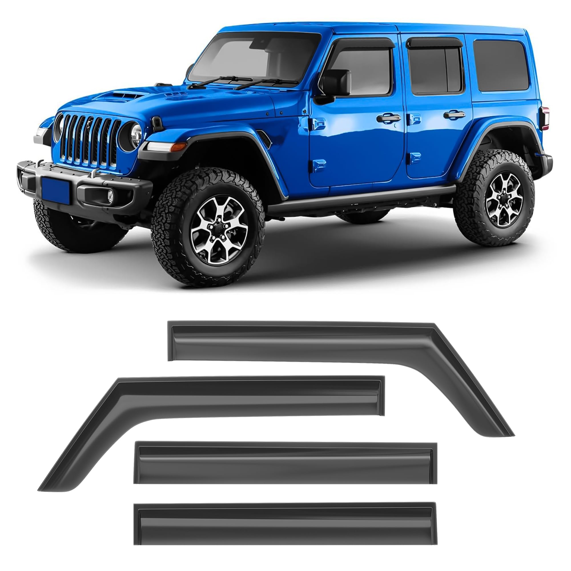 Hope You Ready Shatterproof Tape-On Window Rain Guards Fit For 2018-2022 Jeep Wrangler Jl, Extra Durable Window Deflectors, Vent