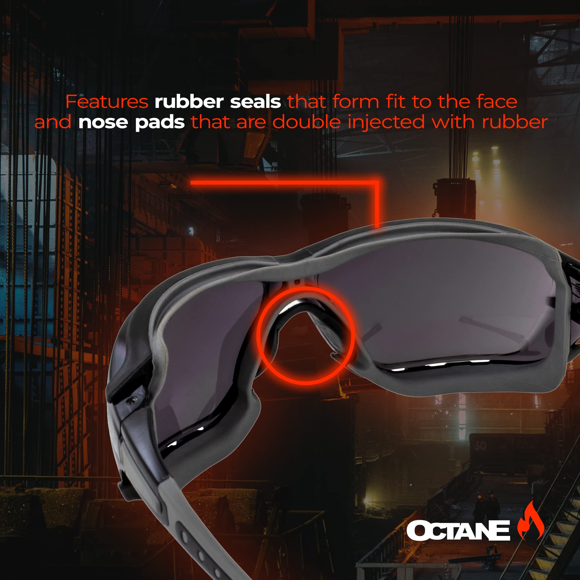 Global Vision 2 Pair Octane Padded Motorcycle Safety Sunglasses Clear And Smoke Lens Ansi Z87.1 (Gray)