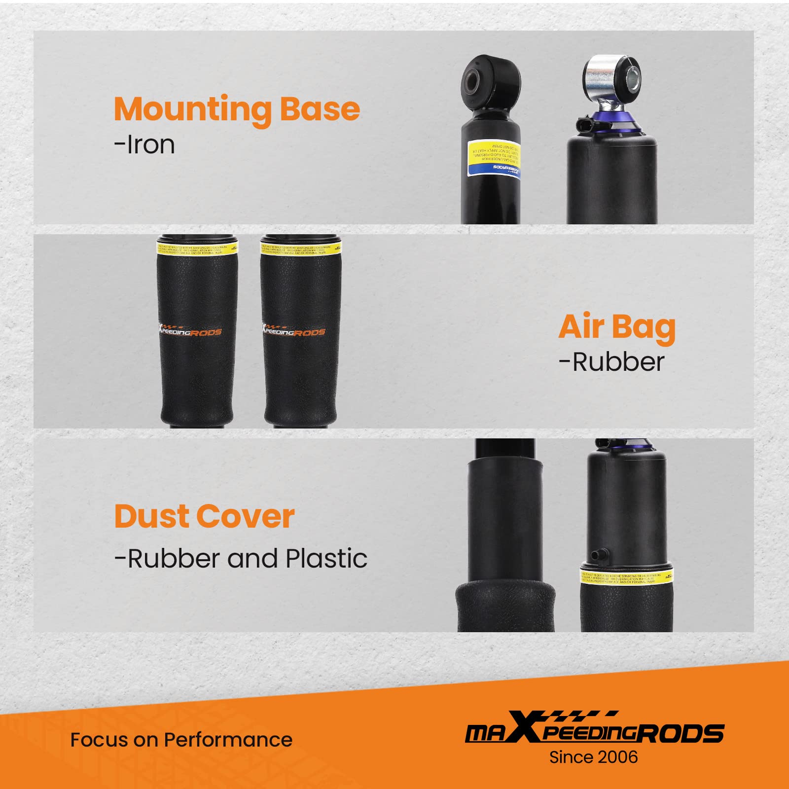 Maxpeedingrods 2Pcs Rear Air Shocks Suspension Struts For Cadillac Escalade For Chevy Tahoe Suburban 1500 For Gmc Yukon 2000-2014 25979391 25979393 25979394