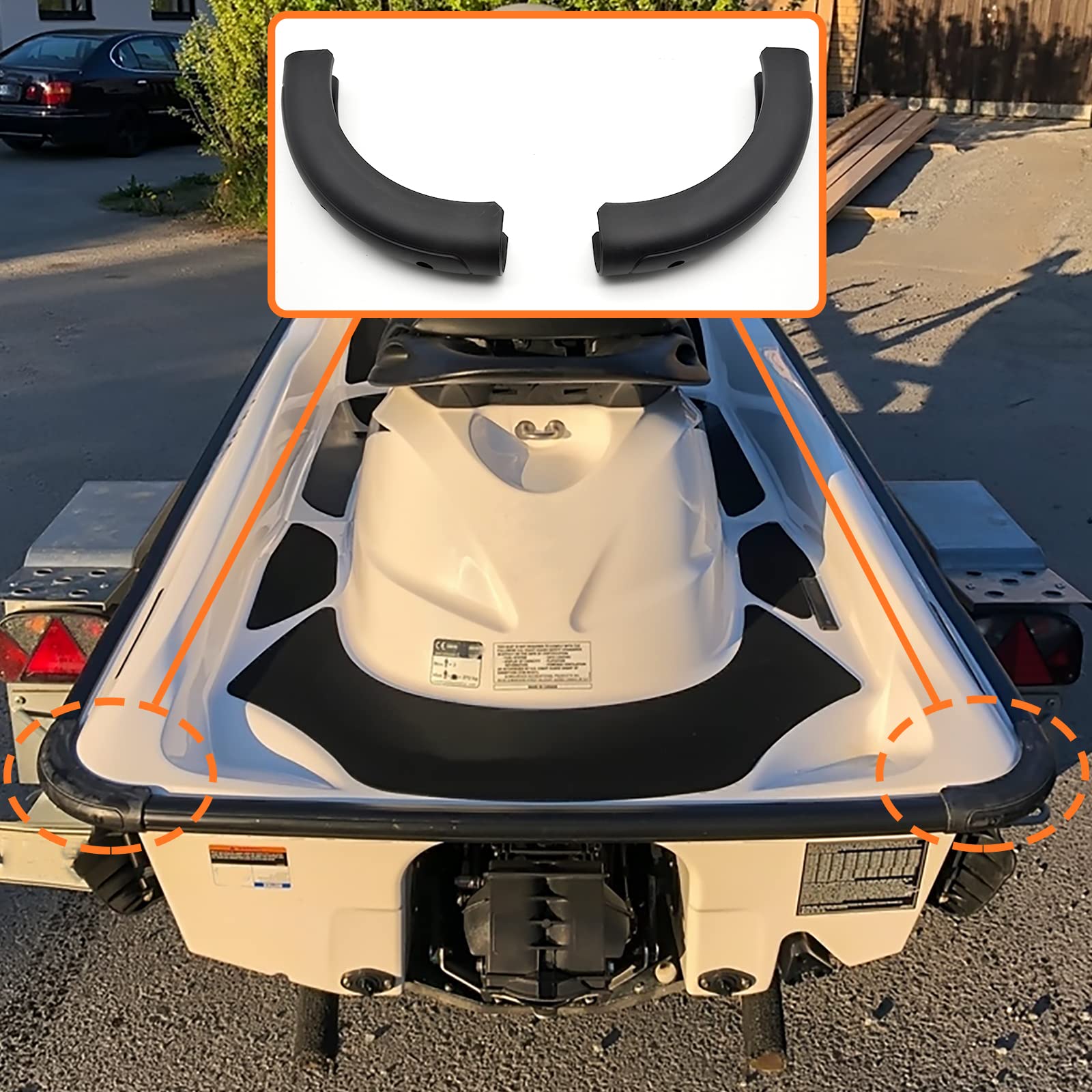 Sautvs Rear Bumper Corner Cap Kit For Sea-Doo Gti Gtx Rxp X Rxt Wake Pro Se Accessories (2Pcs, Replace Oem #291002244)