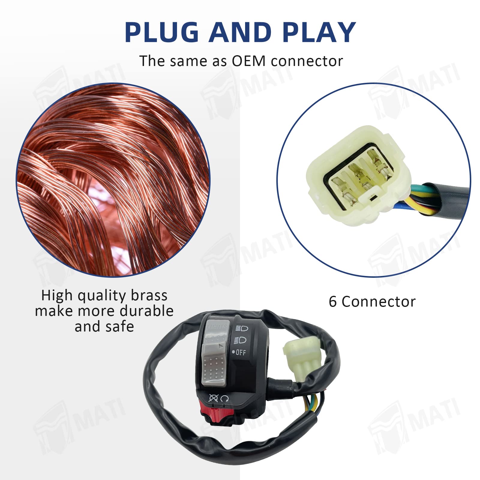 M Mati Left Handlebar Control Engine Run Off Headlight Switch For Yamaha Atv Banshee 350 Yfz350 2002-2006 5Fk-83975-11-00