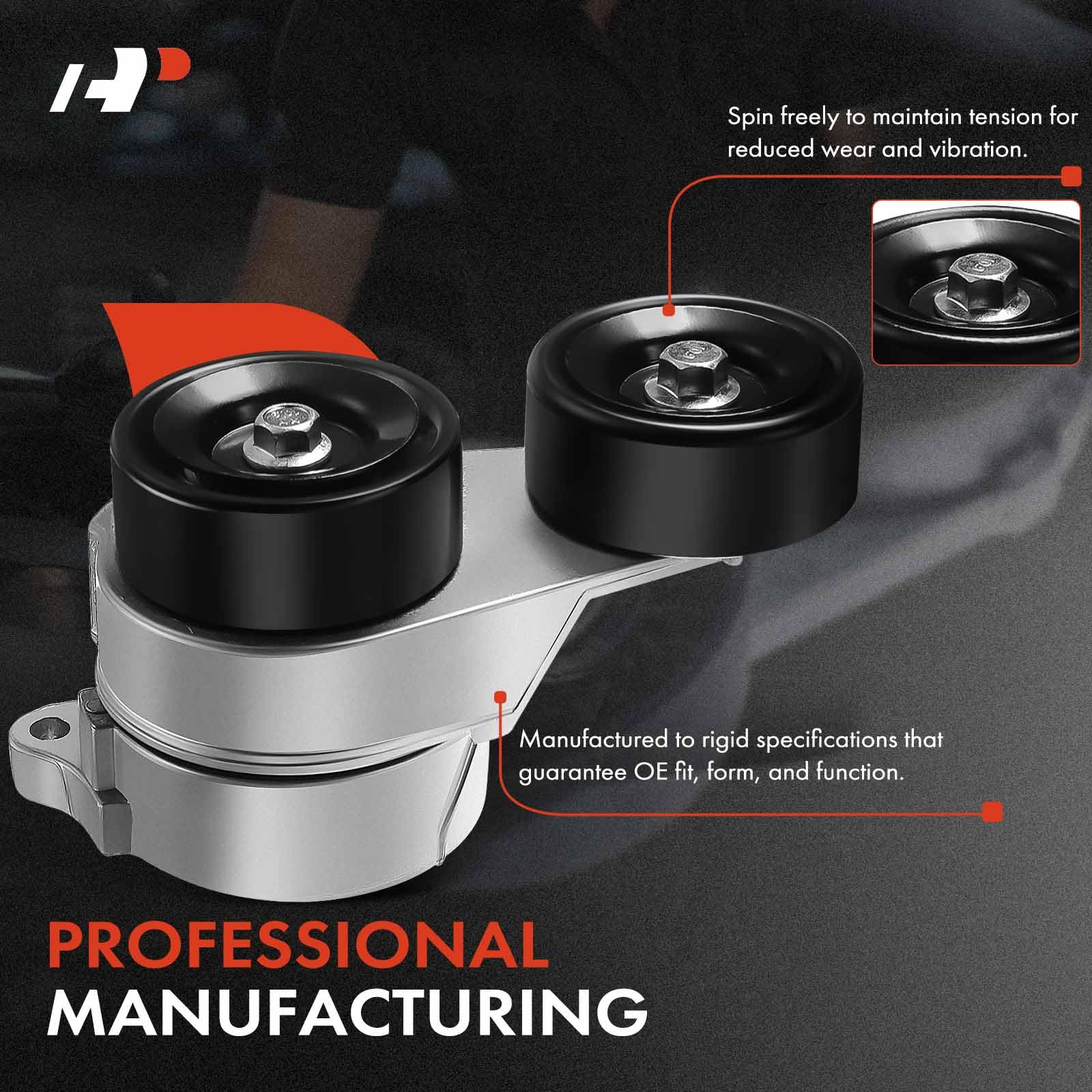 A-Premium Belt Tensioner Assembly with Pulley Compatible with Honda Accord 2003-2012, Odyssey 2005-2010, Pilot, Ridgeline & Acur