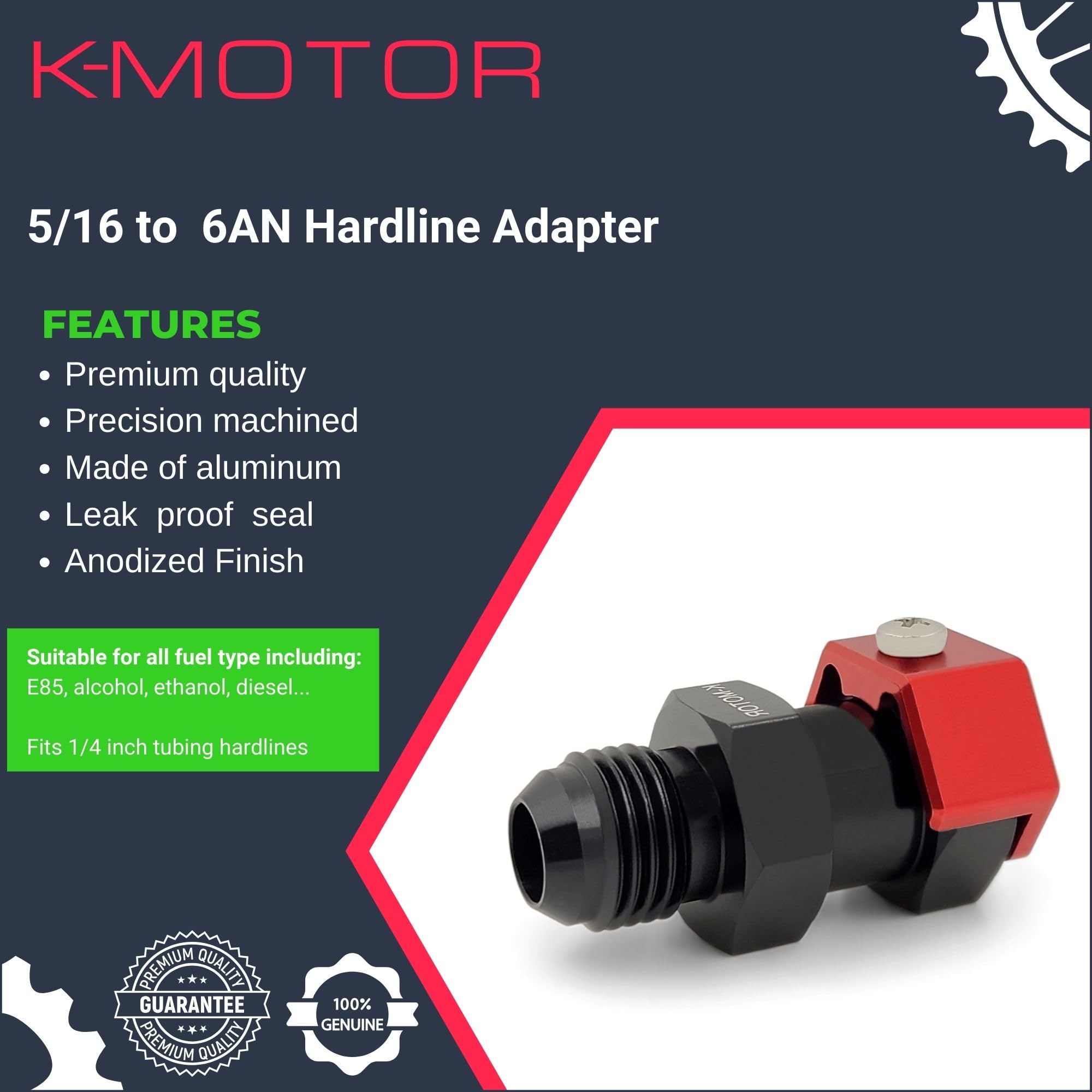 5/16 To 6An Hardline Adapter - Push On Quick Connect Fuel Fitting