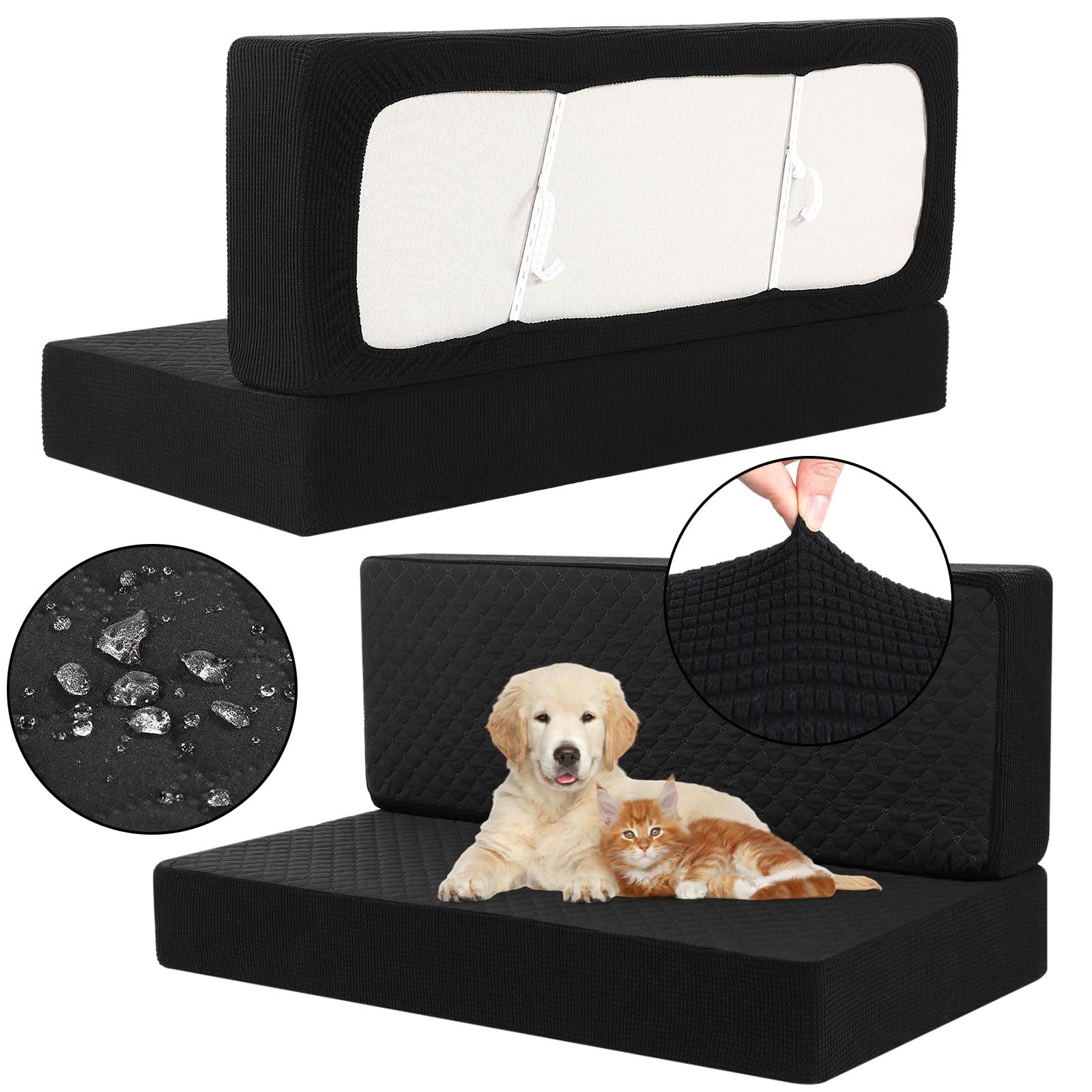 Buryeah 2 Set RV Dinette Cushion Covers Booth Set Furniture Protector for Sofa Seat Camper Car Couch, 2 Backrest and 2 Bench Cov