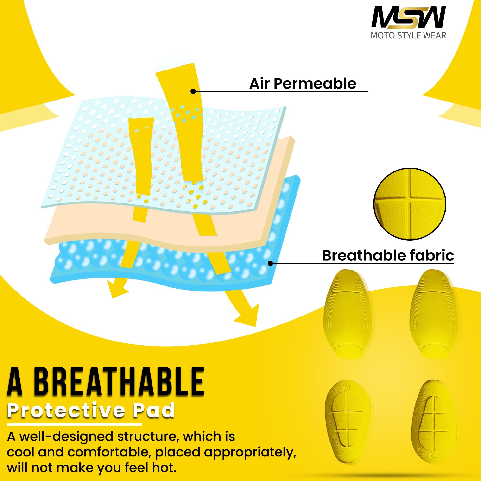 MOTOSTYLEWEAR - CE Level 2 Certified Armor Pads Pack of 4 Pieces l Level 2 Approved Knee and Hip Protectors for Women and Men Mo