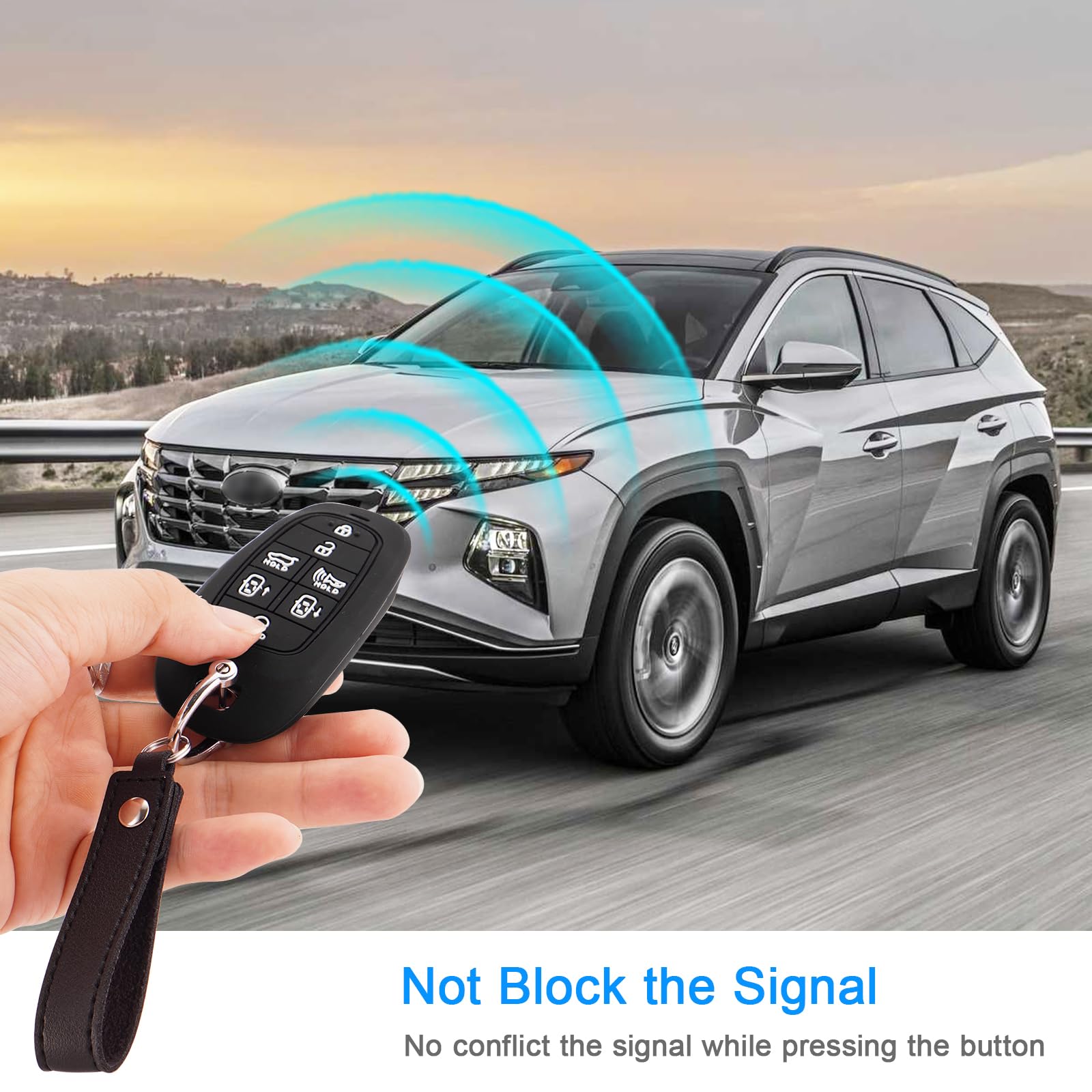 Koaudb Silicone Rubber Key Fob Cover Fit For For 2024 2023 2022 Hyundai Sonata Santa Fe Nexo Tucson Palisade Smart Car Key Fob C