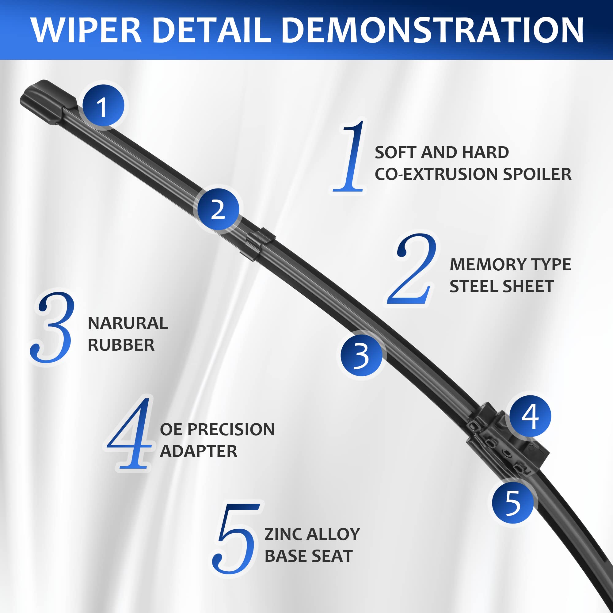 Windshield Wipers 22+22(Top Lock Mb,Set Of 2)Replacement For Mercedes-Benz C300,C350E,C400,C43Amg,C450Amg,C63Amg,C63Amg S,Glc300,Glc350E,Glc43,Amg,Glc63Amg,Glc63 Amg,Glc63 Amg S