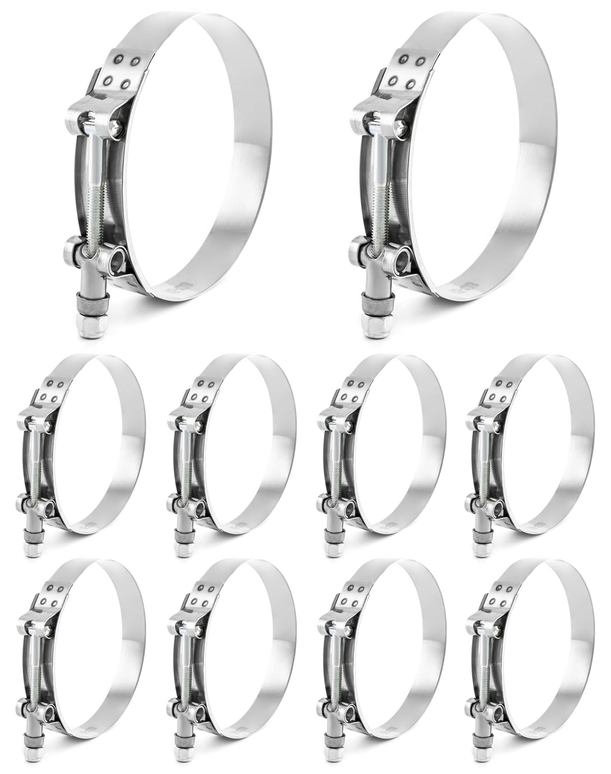 Qwork 3.5' T-Bolt Hose Clamp Stainless Steel, 10 Pack Working Range 95Mm - 103Mm For 3.5' Hose Id, Turbo Intake Intercooler Clamp