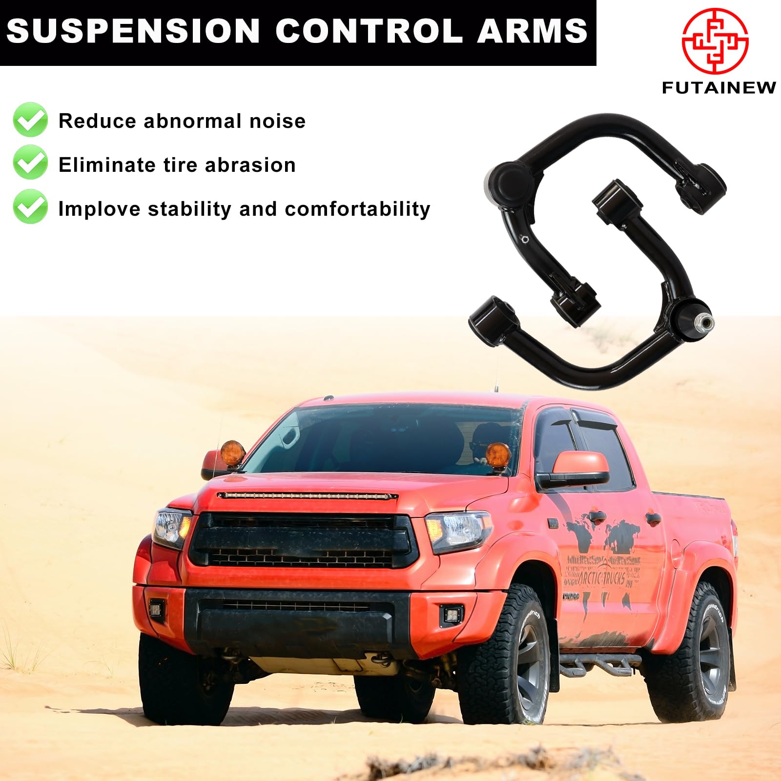 FUTAINEW 2-4'' Lift Front Upper Control Arms with Ball Joint For 2005-2023 Toyota Tacoma