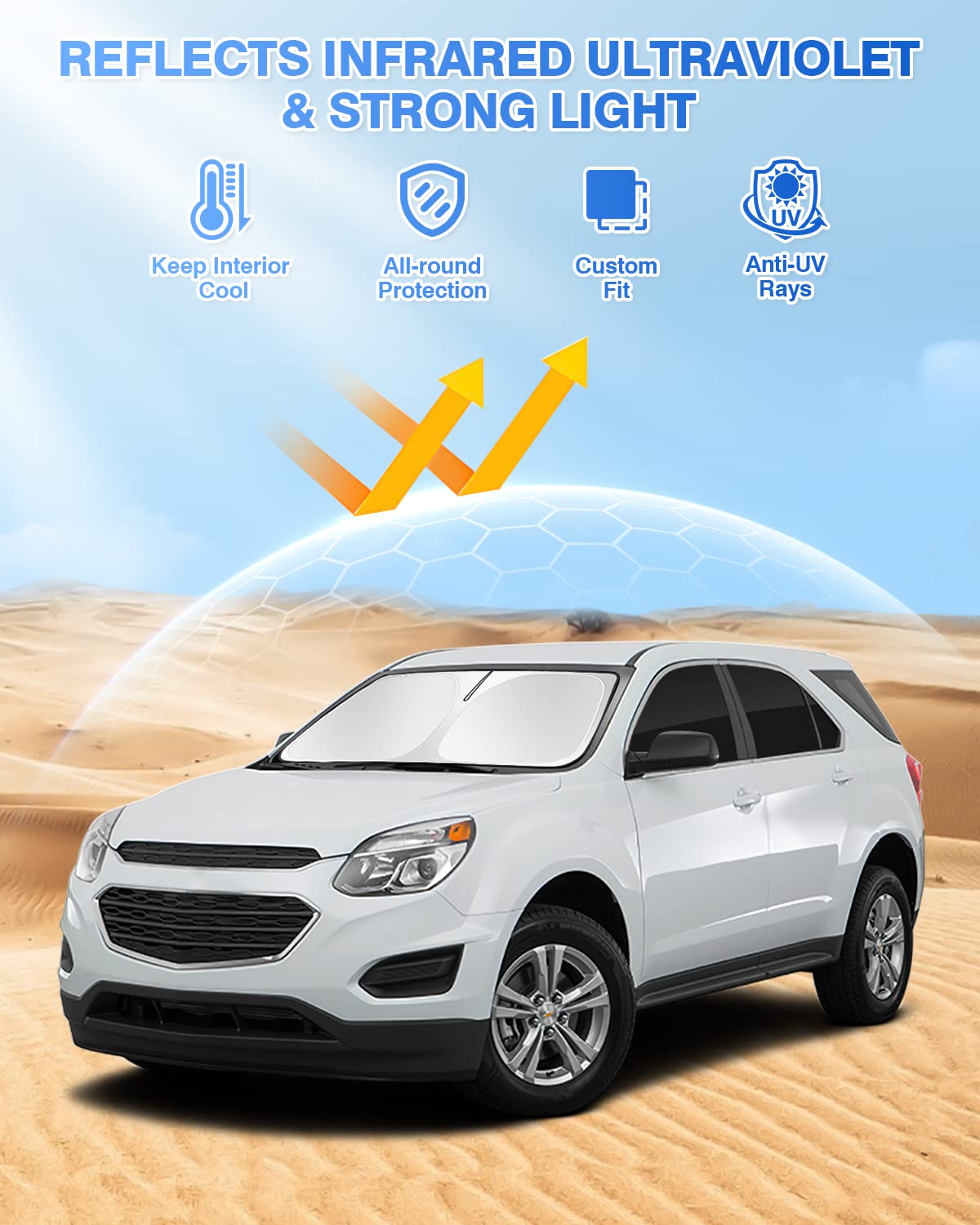 Canvcle Windshield Sun Shade For 2010-2017 Chevrolet/Chevy Equinox Accessories Side Rear Window Shade Cover Sun Visor Shield Pri