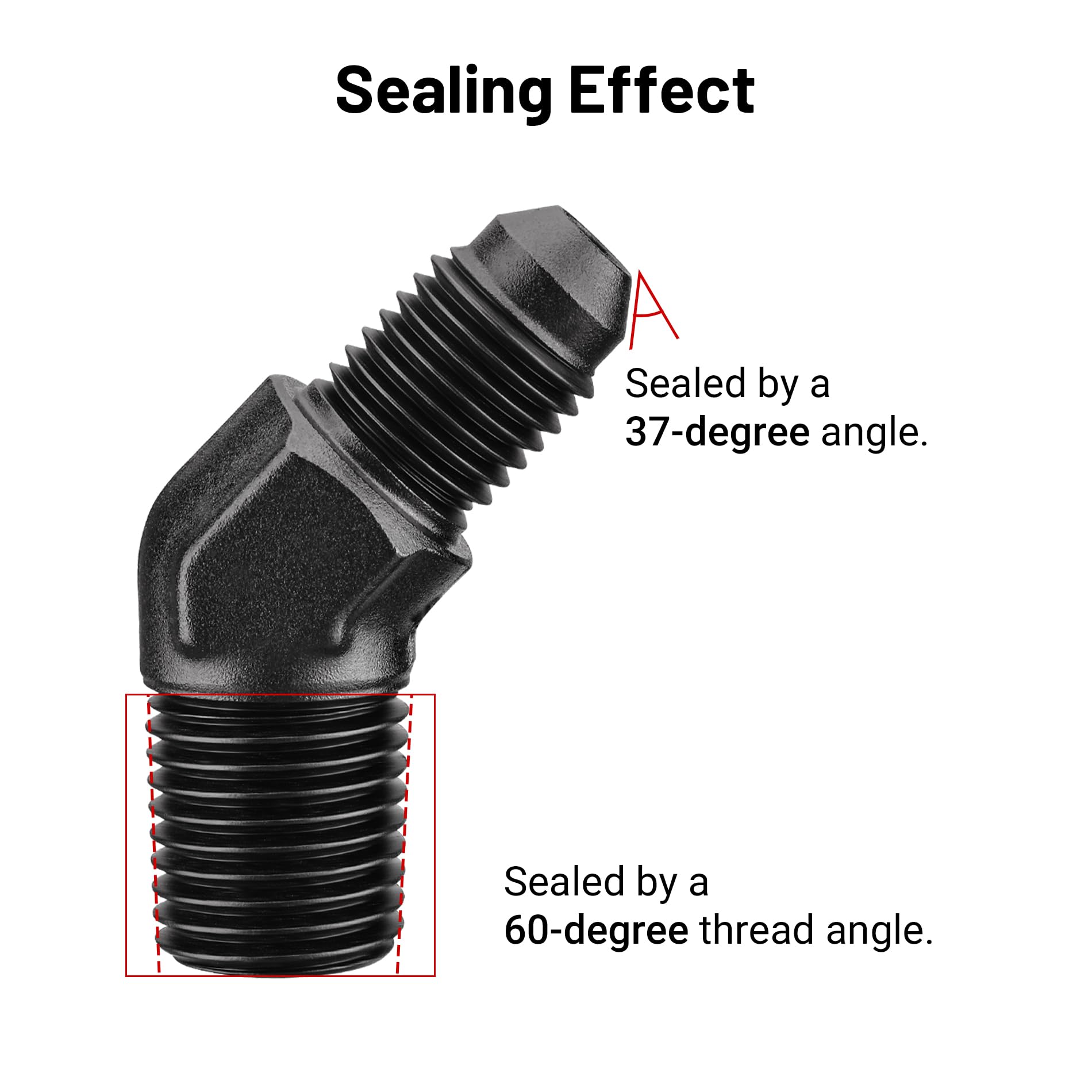 Evil Energy 4An Male Flare To 1/4'' Npt Pipe 45 Degree Fitting Adapter Aluminum Black
