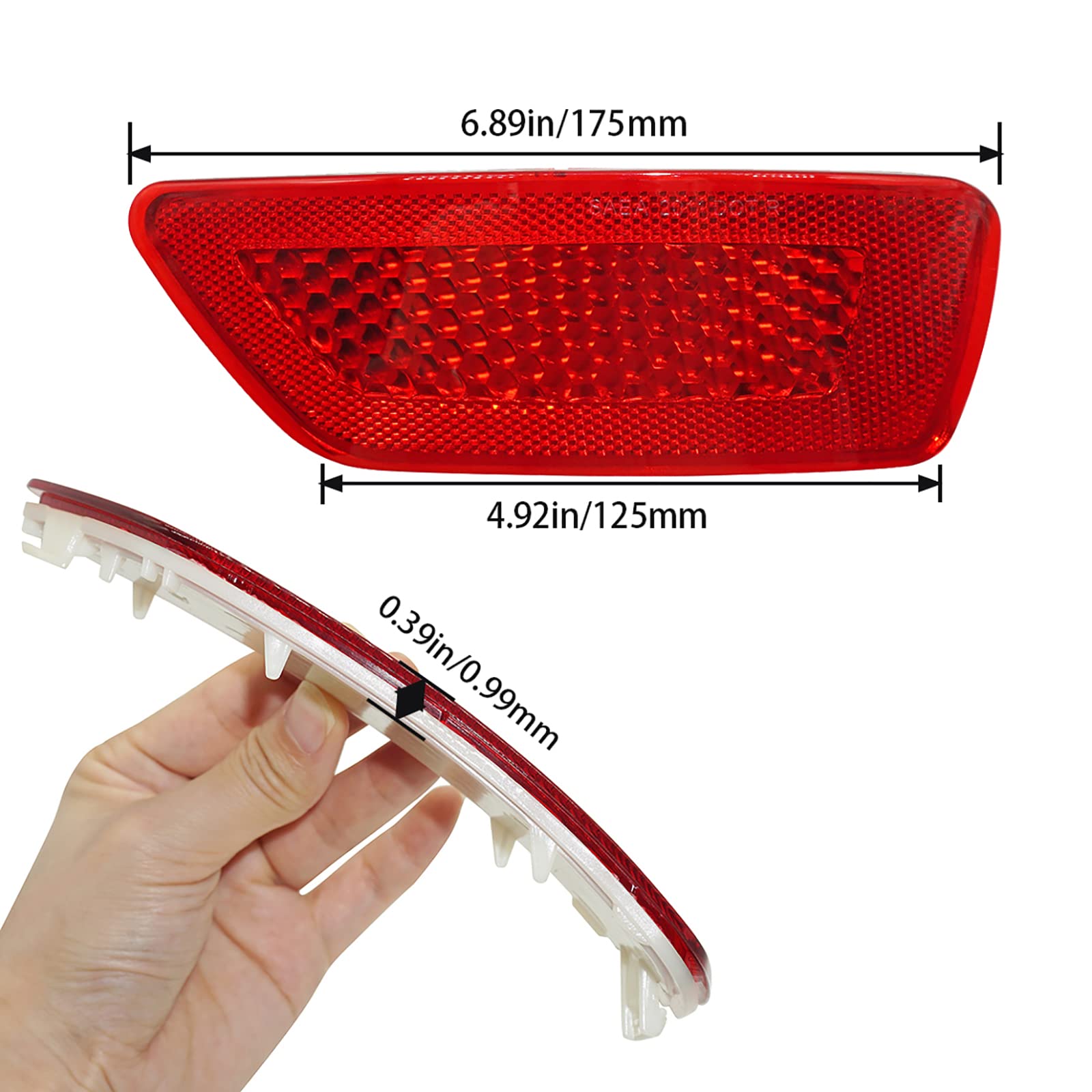 Rear Bumper Trim Reflector Lights (Red) Compatible With 2011-2021 Jeep Grand Cherokee Dodge Journey Replaces 57010720Ac (Right)