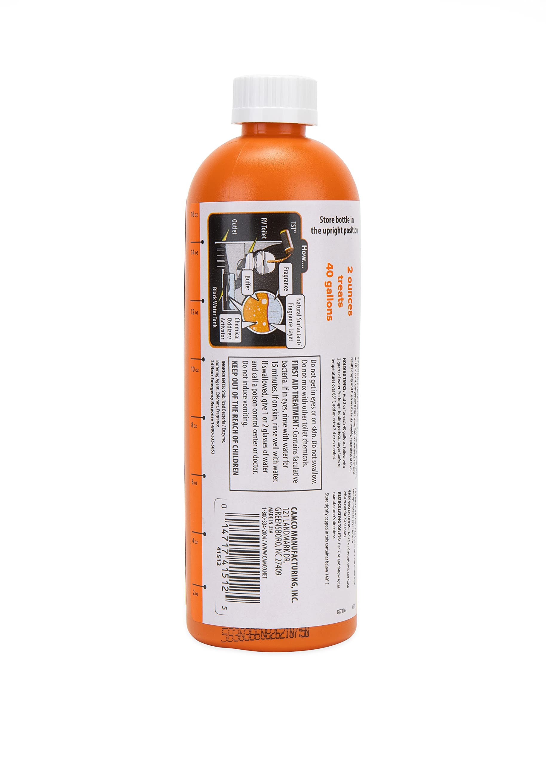 Camco Rhinoflex Premium Enzyme Rv Holding Tank Treatment | Features A Biodegradable Septic Safe Formula, A Pine Scent, And Is Ideal For Rving, Boating, And More | 16 Oz (41512)
