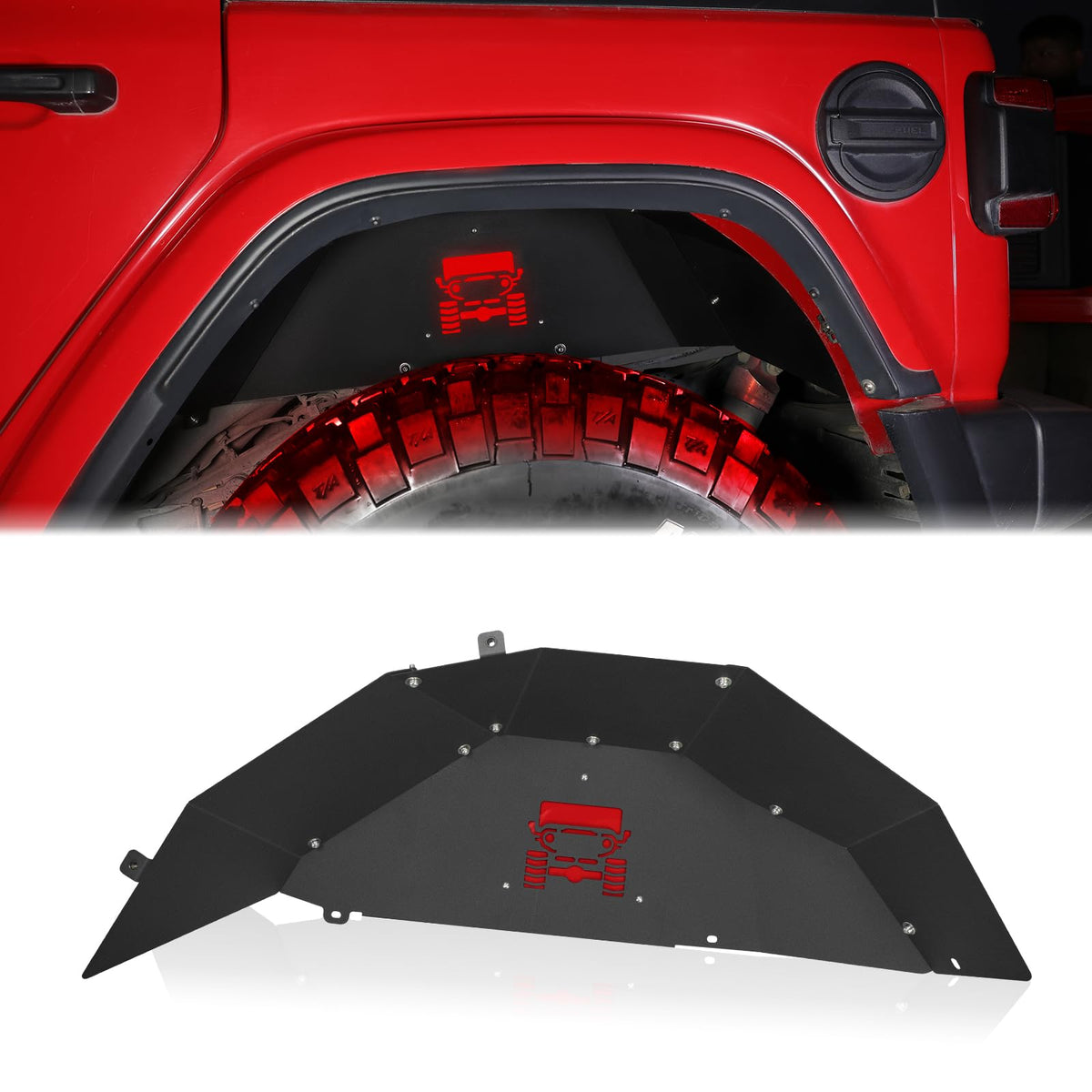 Jroad Jeep Wrangler Inner Fender Rear Fender Liners Compatible With Jeep Wrangler Jl Aluminum,With 4 Led Lights For 2018-2022 Je
