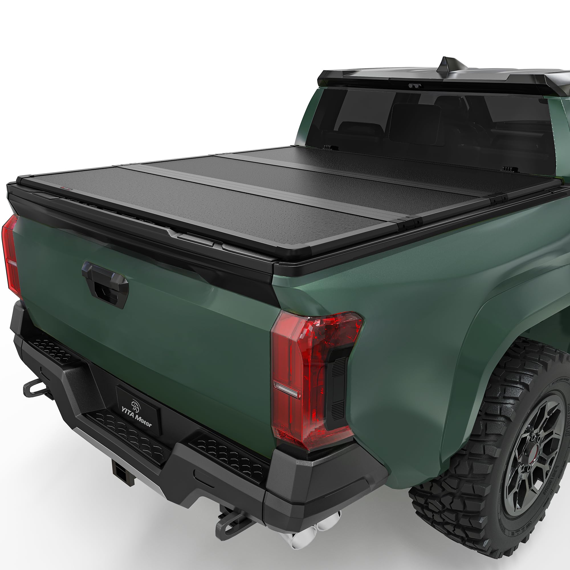 Yitamotor Frp Hard Tri-Fold Truck Bed Tonneau Cover Fits For Toyota Tacoma 2024 2025 6 Ft Bed With Deck Rail System (Excl. Trail