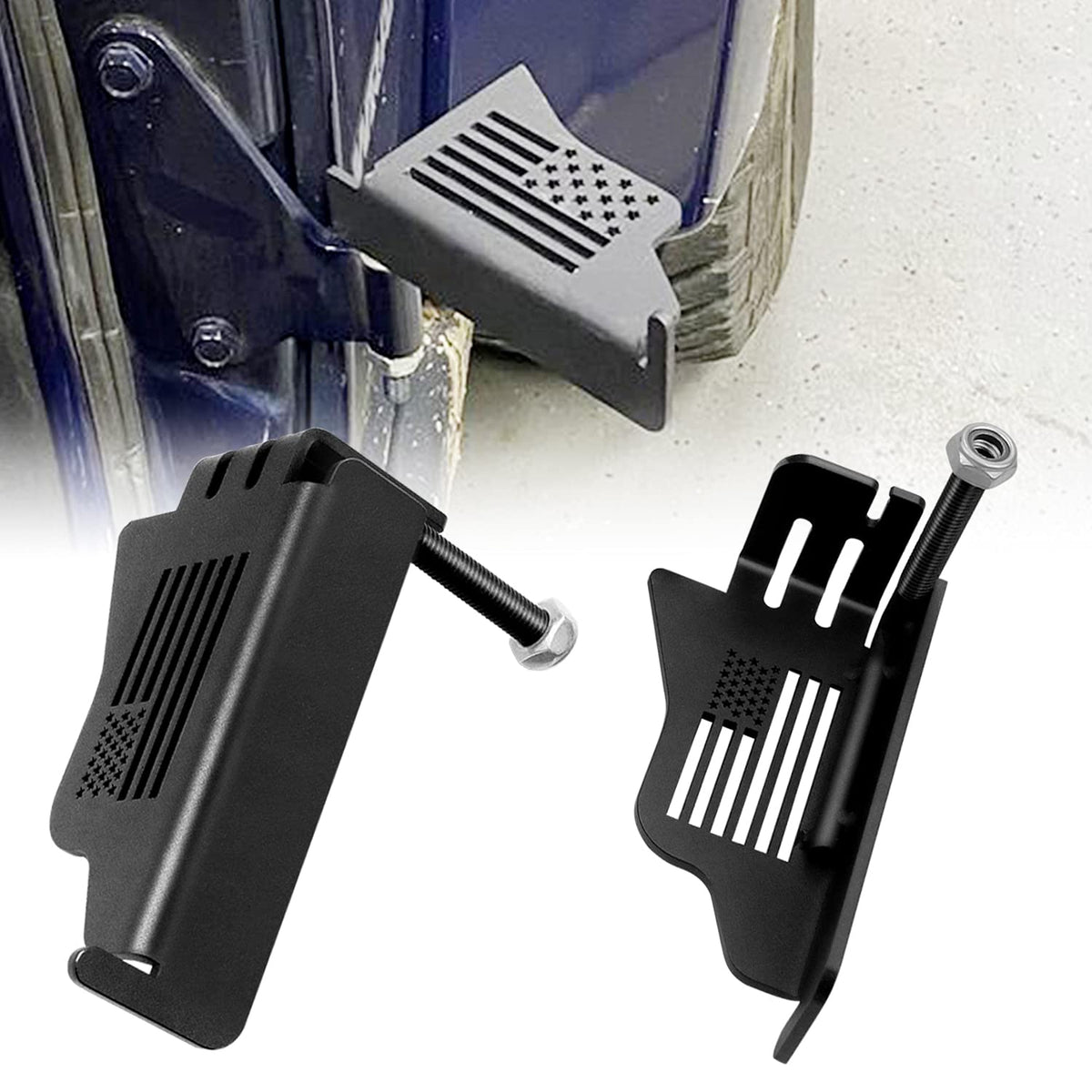 Steel Front Foot Pegs Rest Pedal Compatible with 2007-2021 Jeep Wrangler JK JKU JL JLU Unlimited 2-Door / 4-Door Exterior Door H