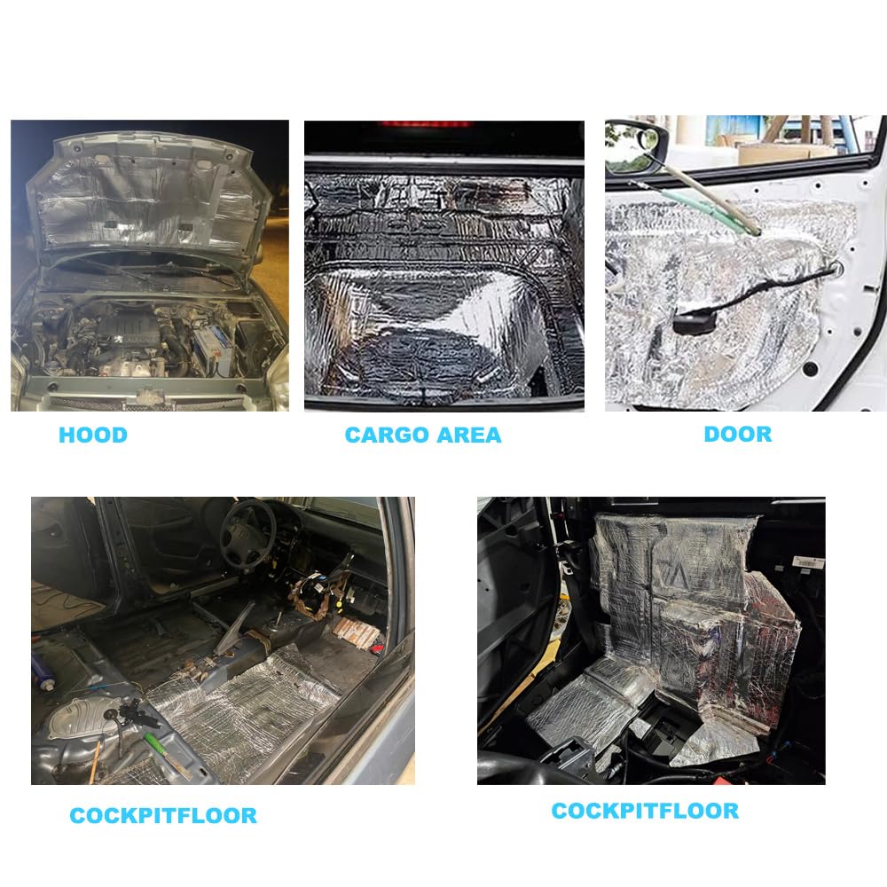 Car Heat Sound Deadening Insulation Mat - 394mil 10.8 sqft PE Foam Sound Deadener Material & Heat Barrier for Auto Hood Engine R