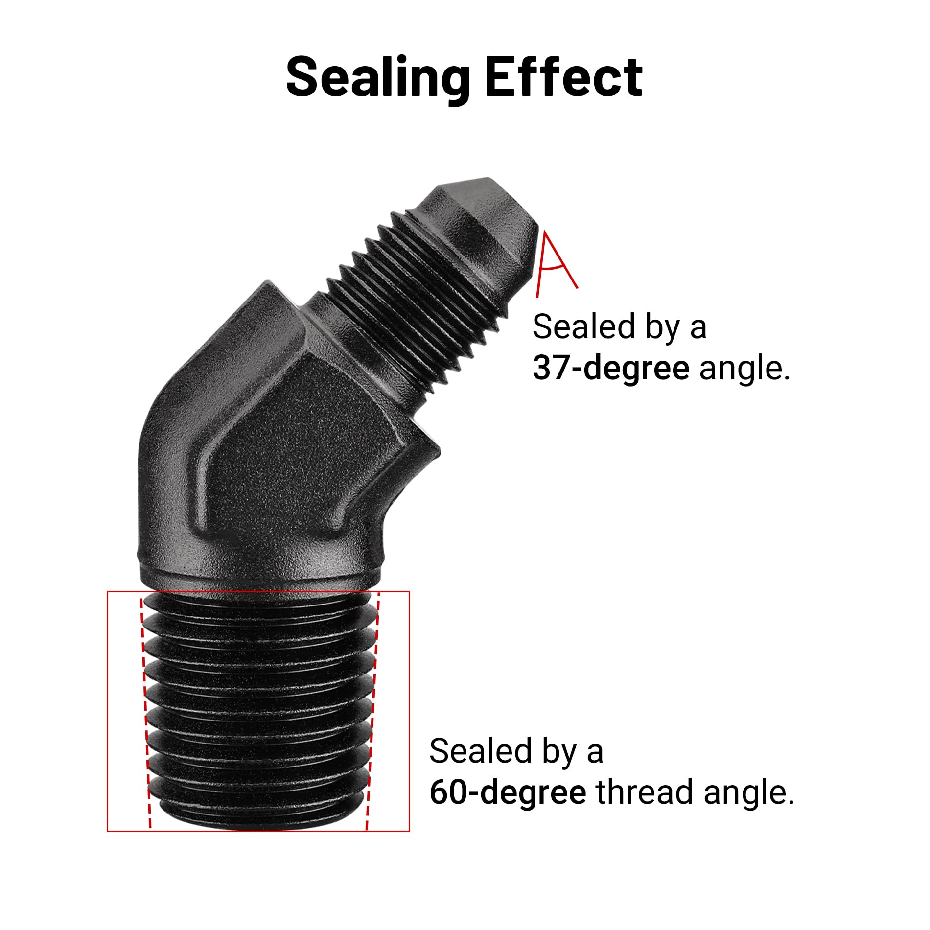 Evil Energy 3An Male Flare To 1/4'' Npt Pipe 45 Degree Fitting Adapter Aluminum Black