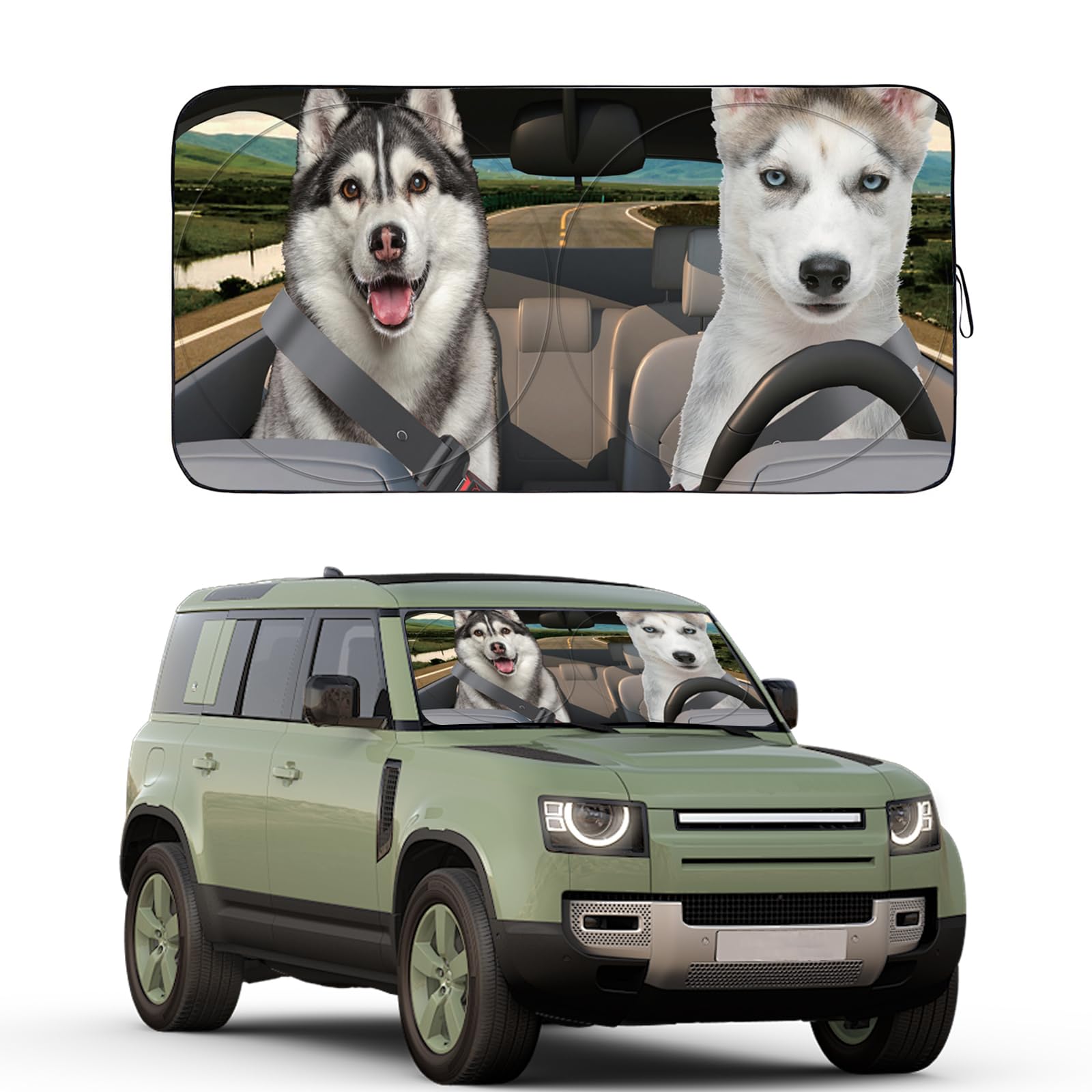 Gven Windshield Sun Shade, Car Sunshade For Front Windshield Funny Sun Visor Protector Blocks Uv Rays Foldable 210T Keep Your Vehicle Cool